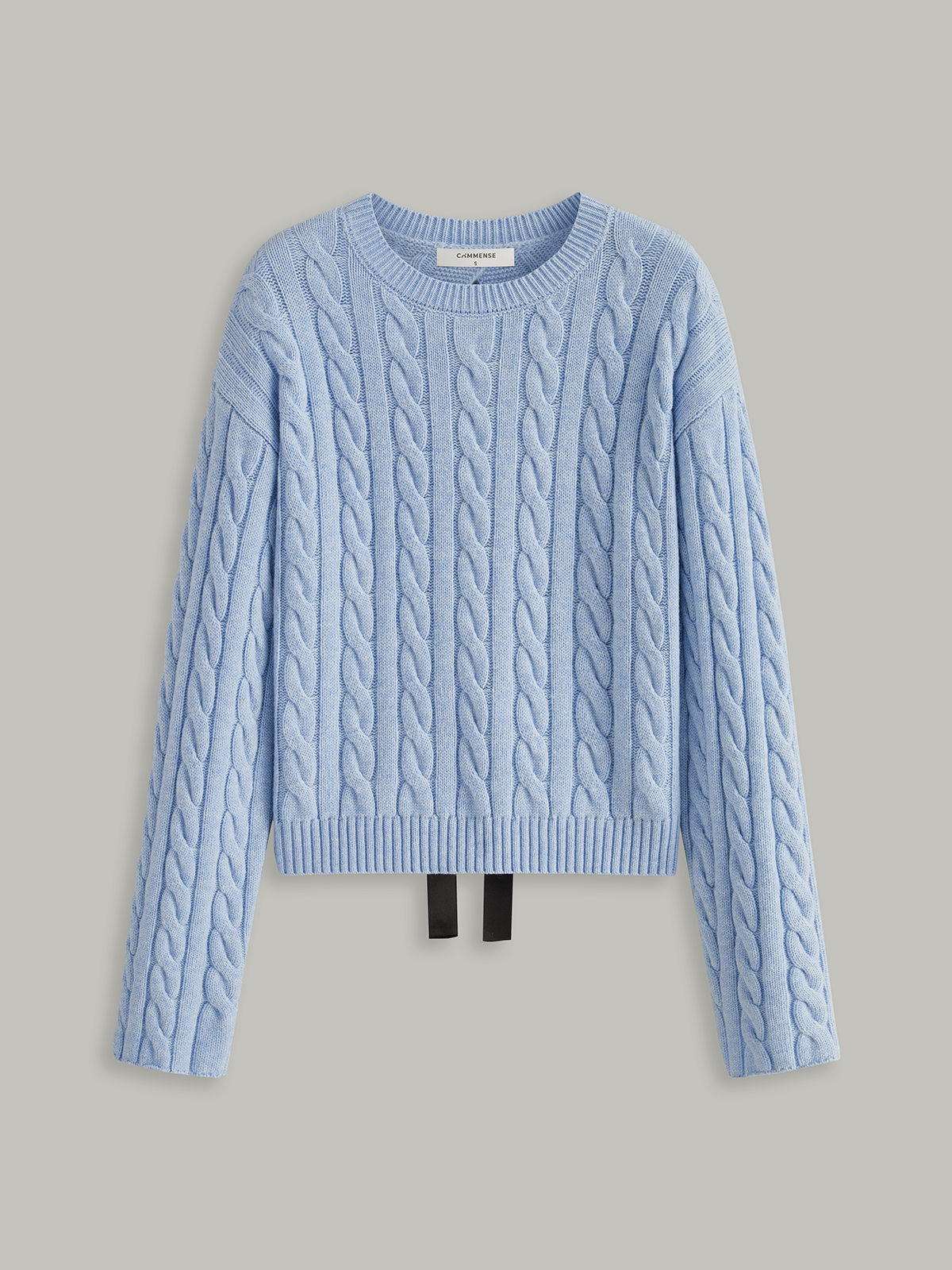 Cable Knit Tie Detail Sweater-Chicvia
