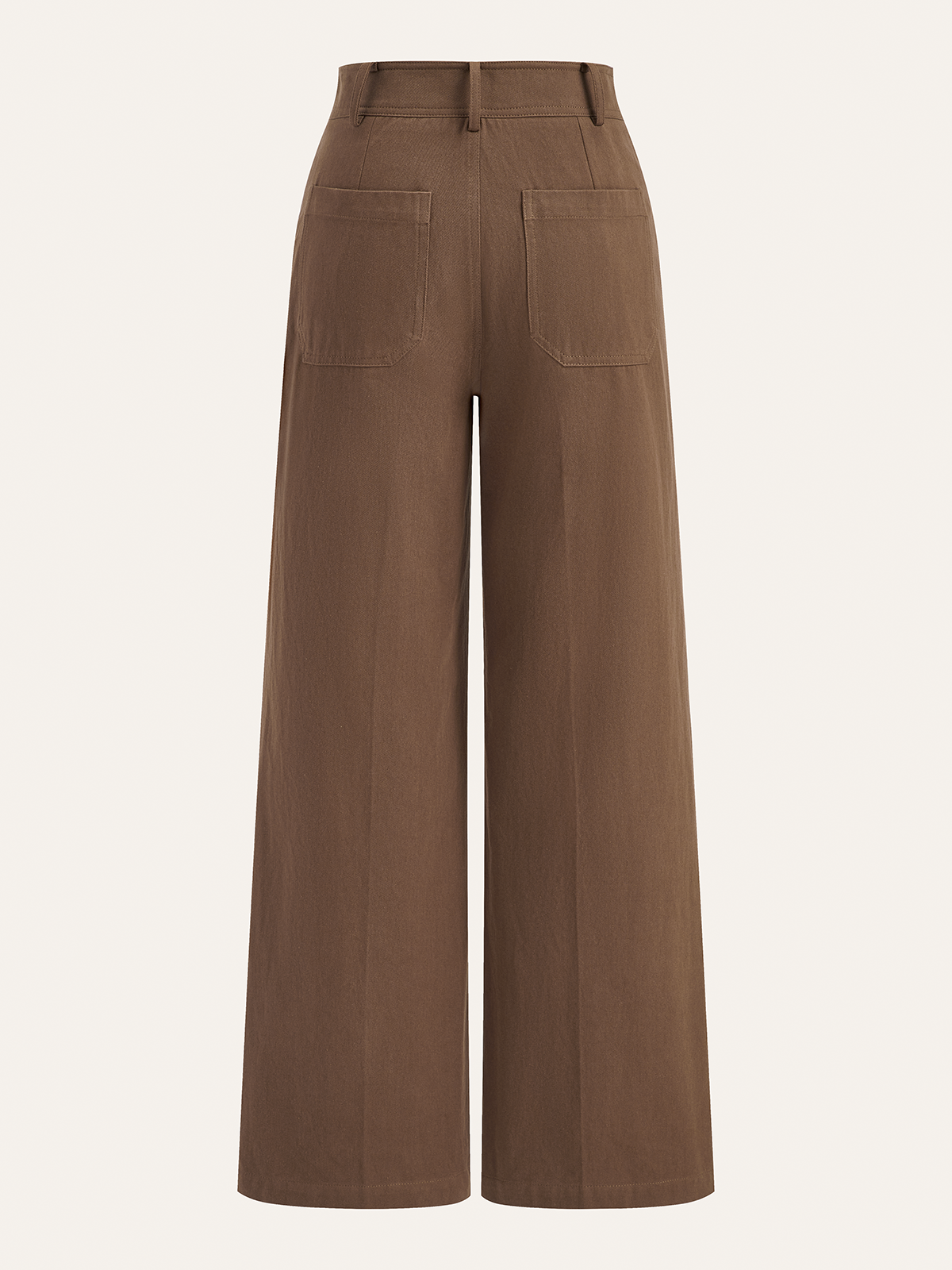 Cotton Mid-Waist Wide-Leg Pants-Chicvia