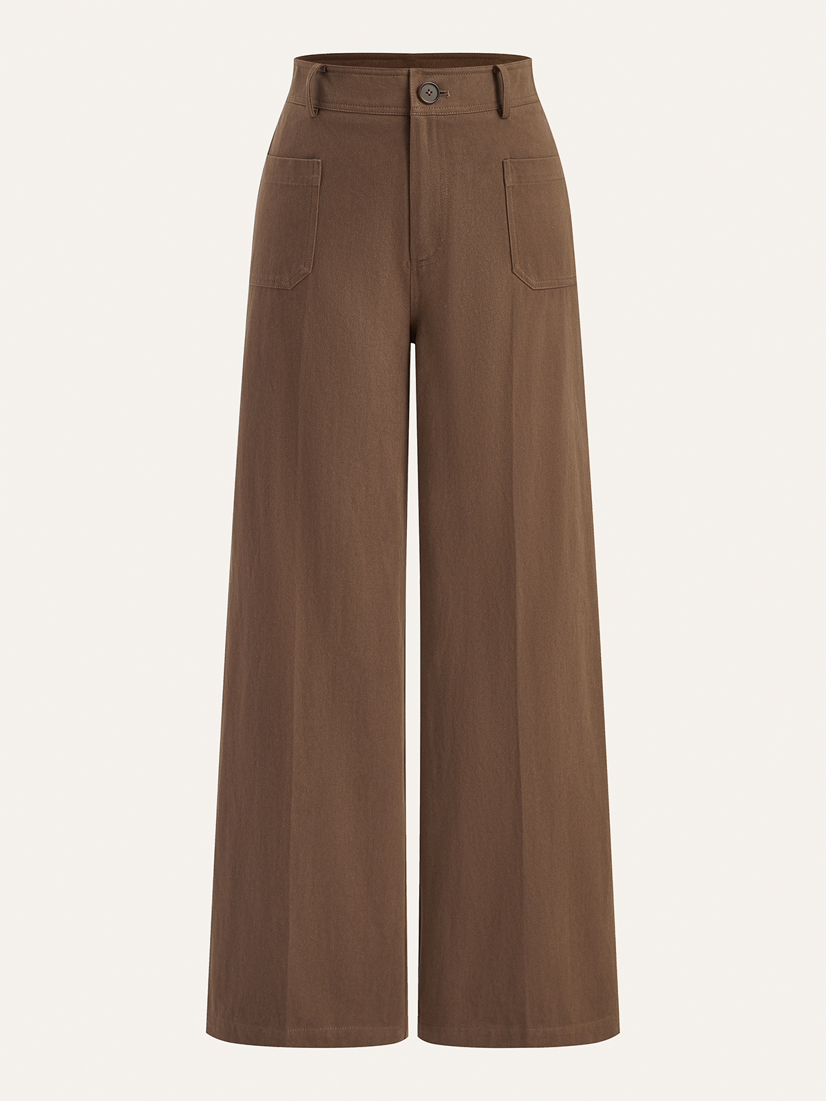 Cotton Mid-Waist Wide-Leg Pants-Chicvia