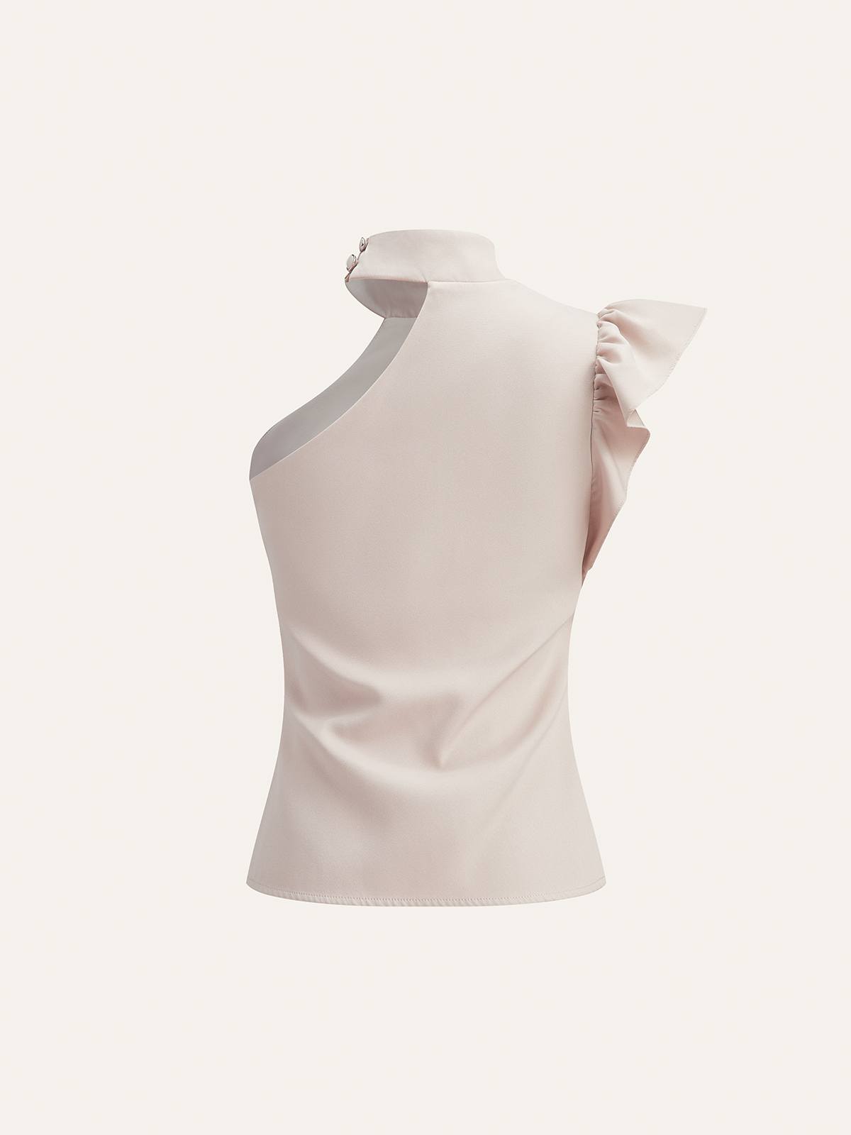 One-Shoulder Ruffled Top and Double-Button Pants Set-Chicvia