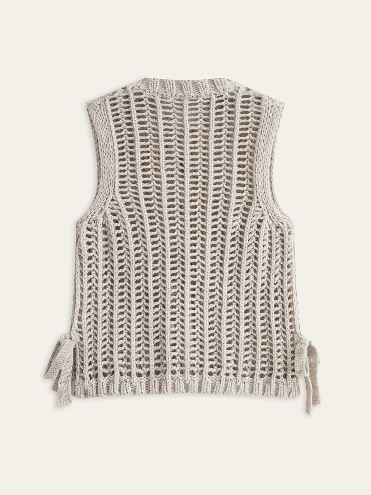 Metal Button Open-Knit Vest-Chicvia