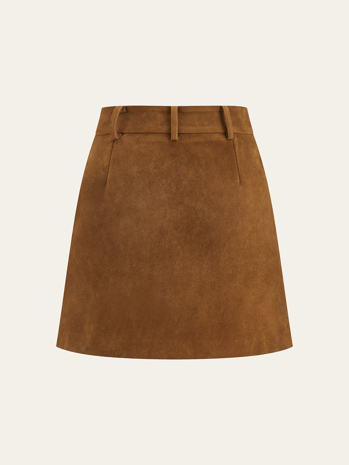 Irregular Metal Detail Suede Effect Mini Skirt-Chicvia