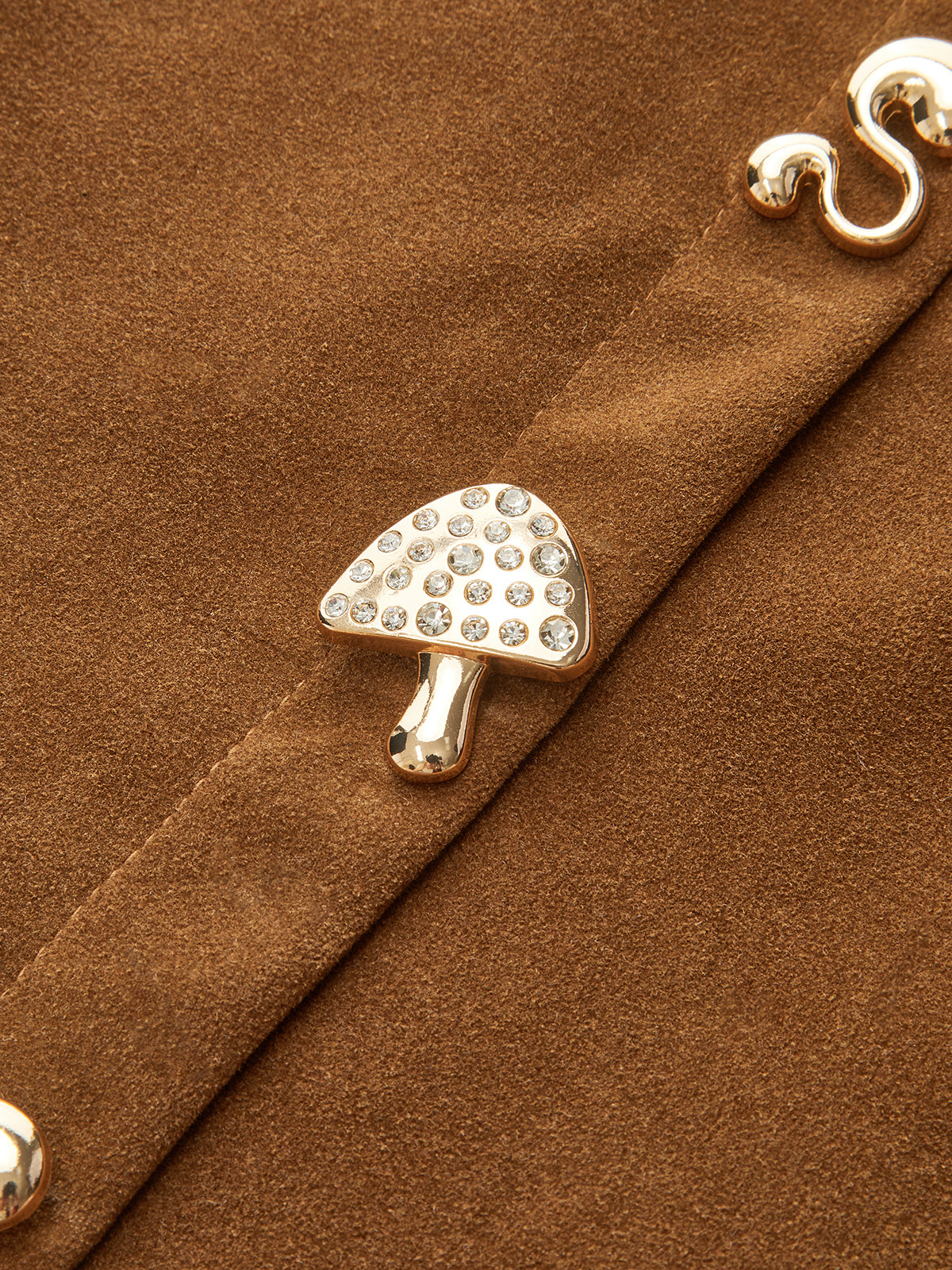 Irregular Metal Detail Suede Effect Mini Skirt-Chicvia