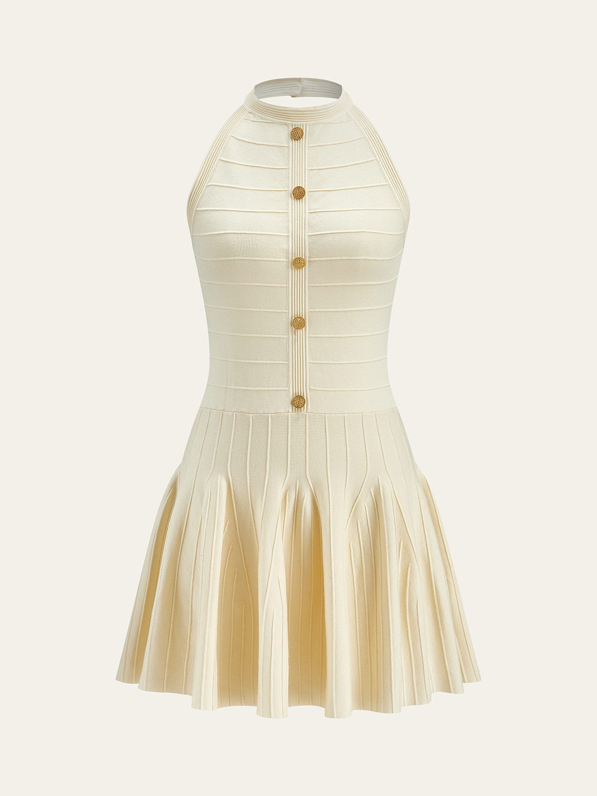 Halter Neck Backless Sweater Dress-Chicvia