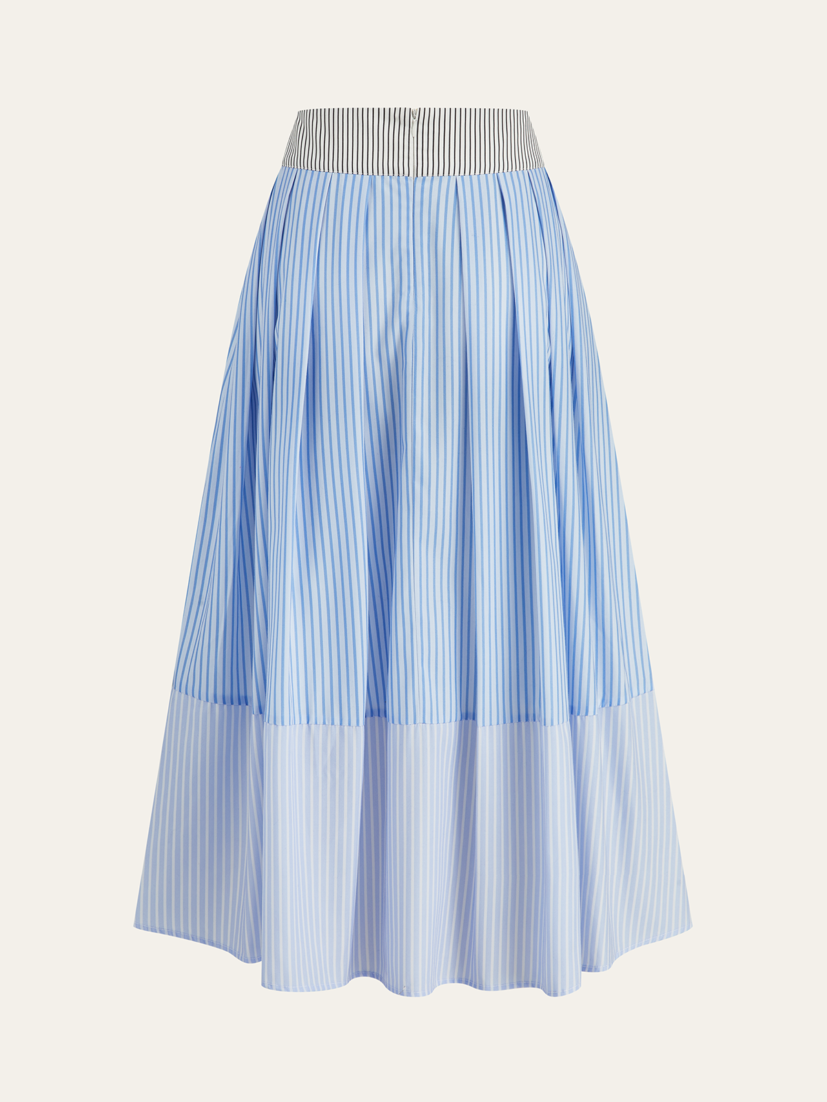 Metal Detail Striped Maxi Skirt-Chicvia