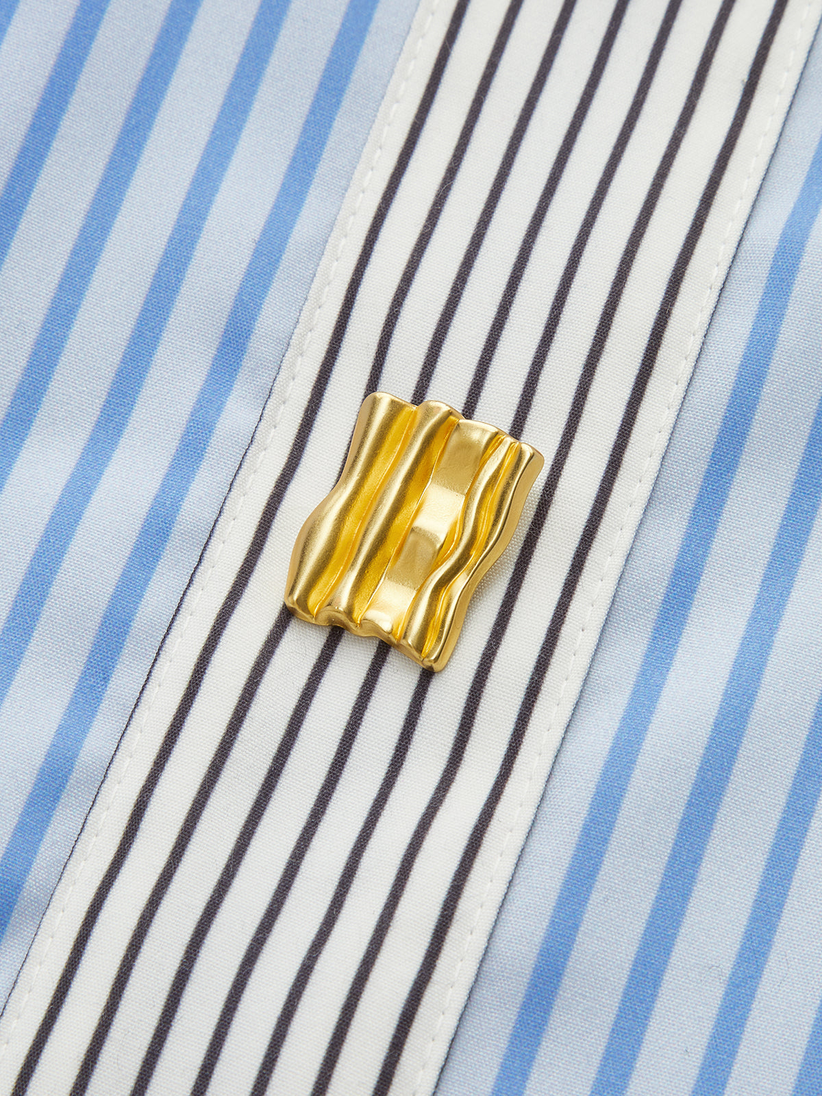 Metal Detail Striped Maxi Skirt-Chicvia