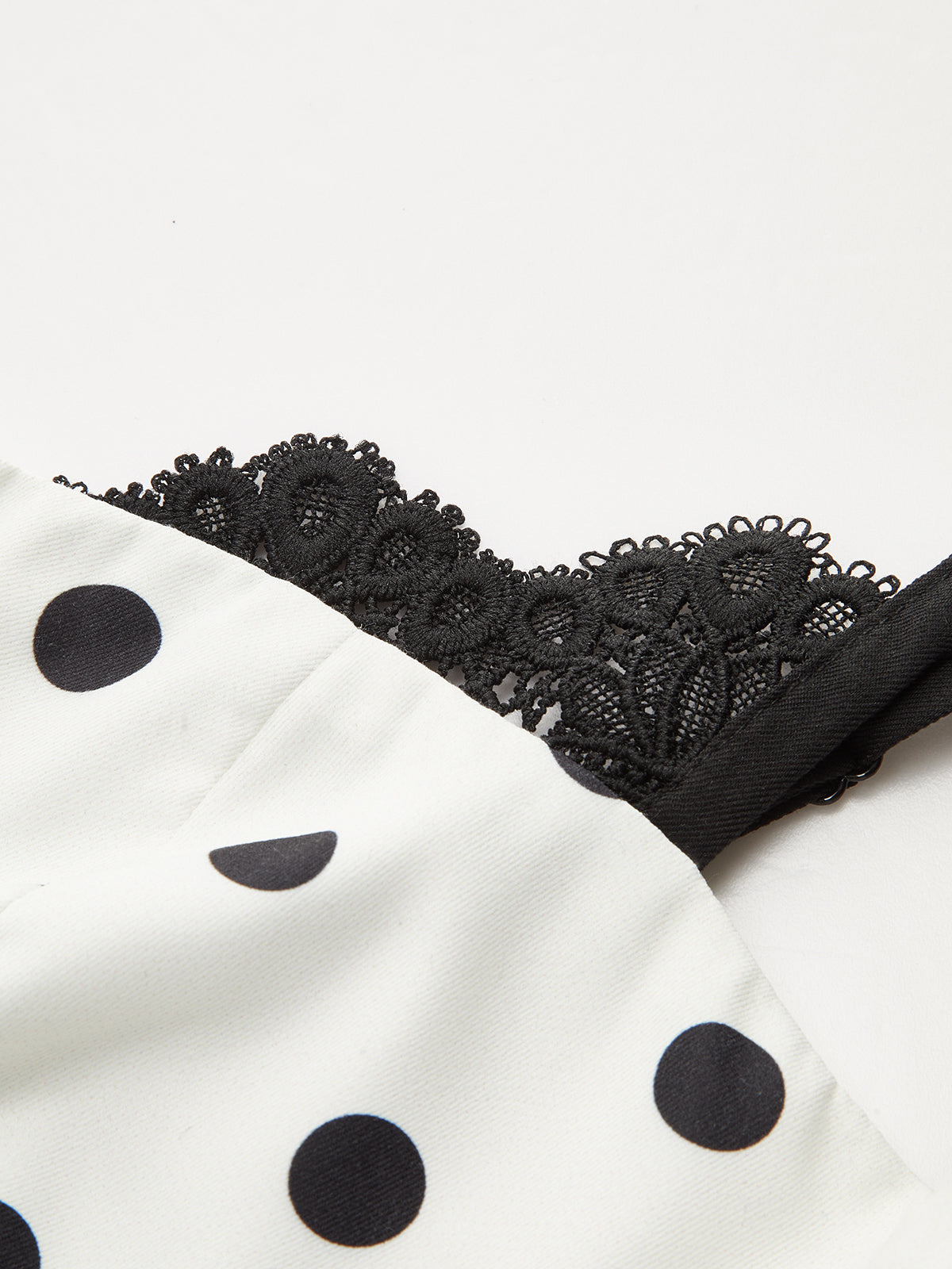 Lace Trim Polka Dot Cami Dress-Chicvia