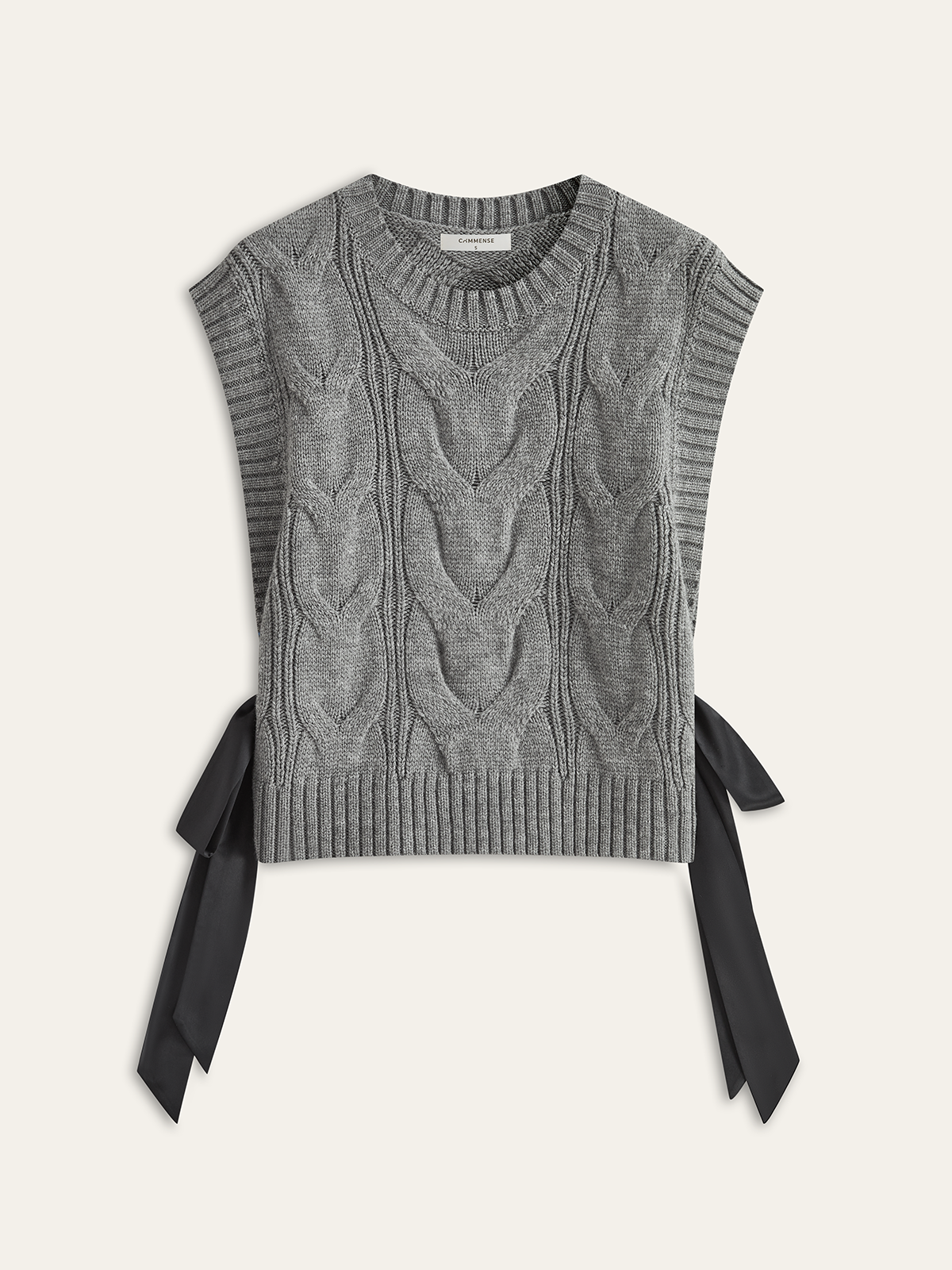 Dual-Sided Bow Cable-Knit Vest-Chicvia