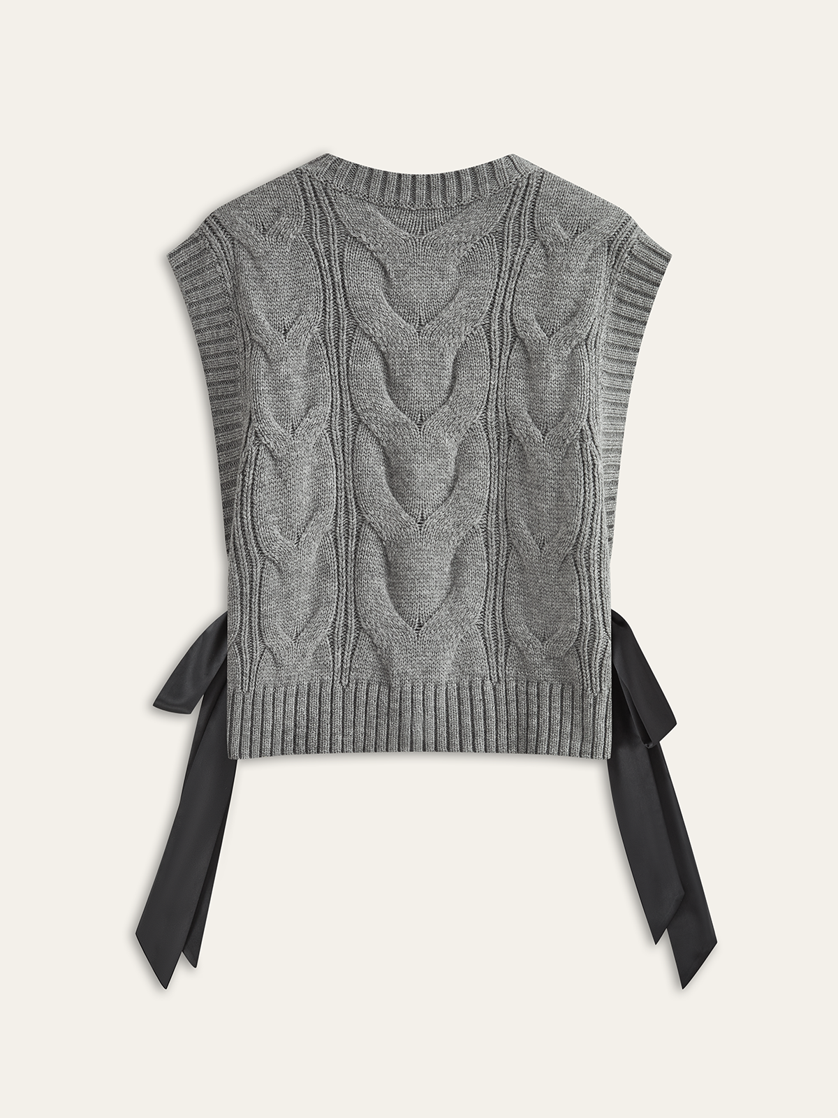 Dual-Sided Bow Cable-Knit Vest-Chicvia