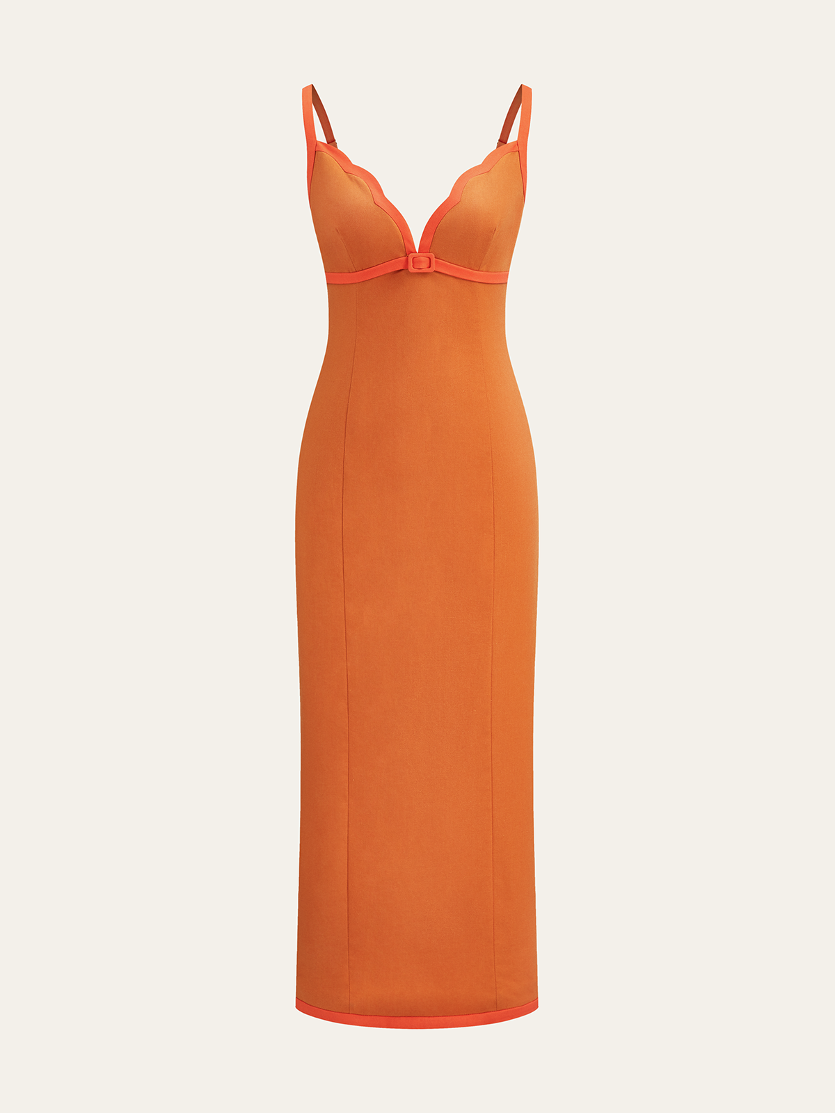 Linen & Cotton Contrast Trim Maxi Dress-Chicvia