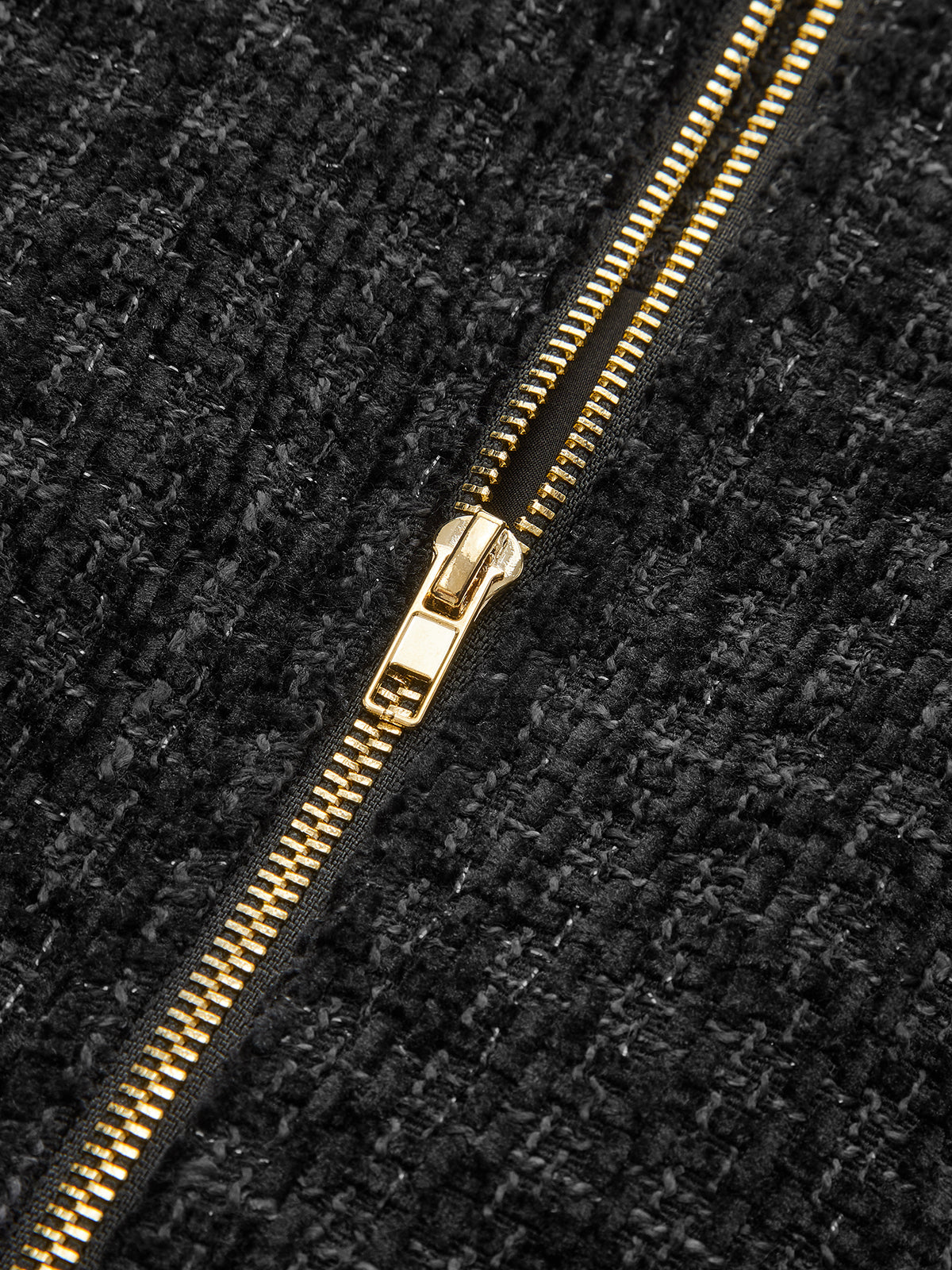 Chain Detail Tweed Sleeveless Mini Dress-Chicvia