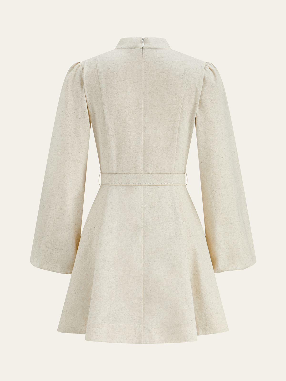 Cotton & Linen Belted Button Mini Dress-Chicvia