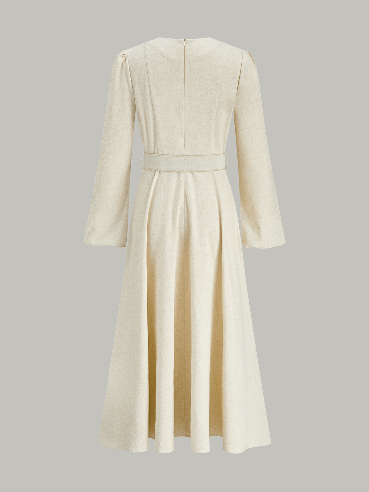 Button Front Belted Midi Dress-Chicvia