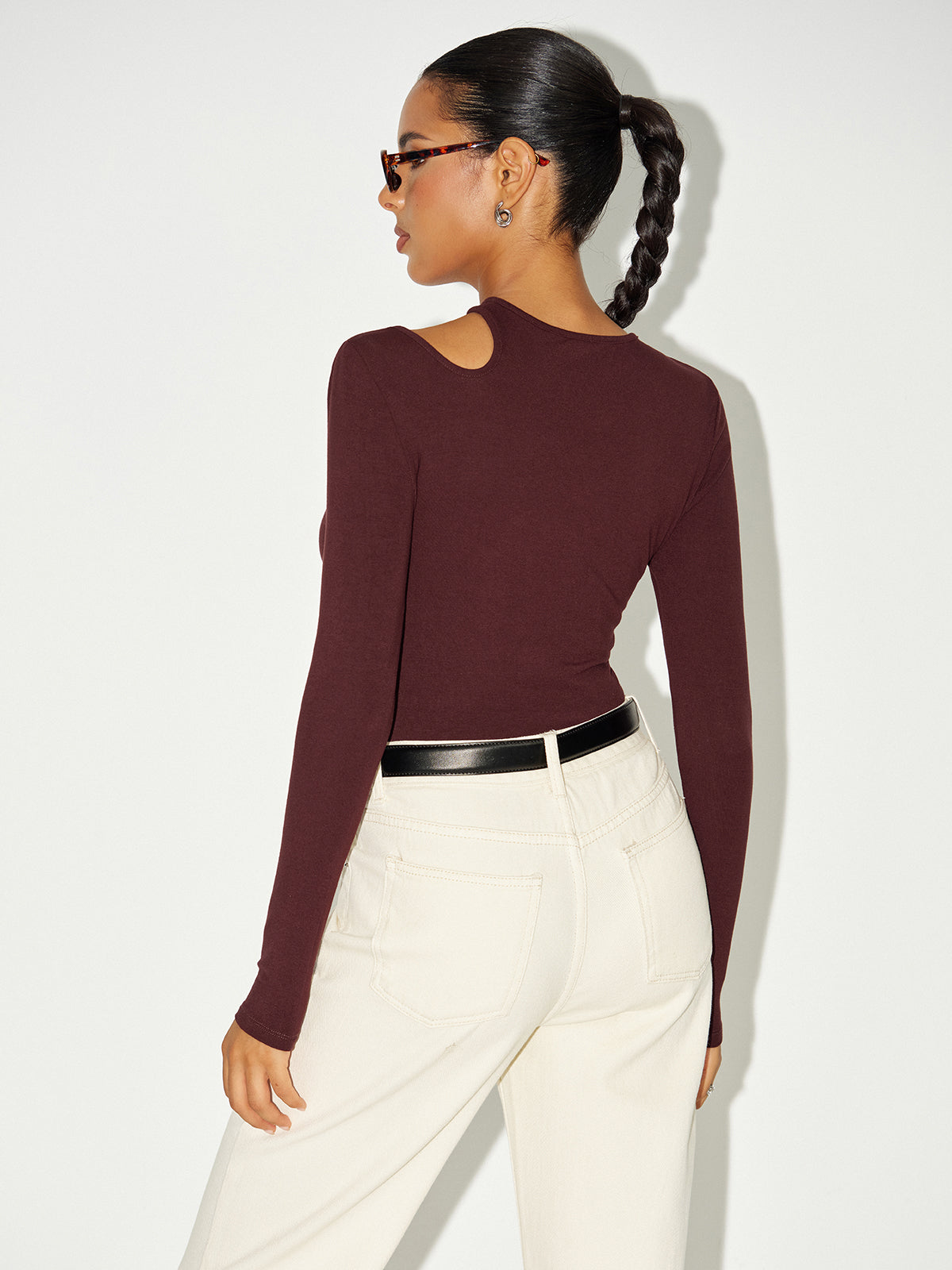 Long Sleeve Cut-Out Bodysuit-Chicvia