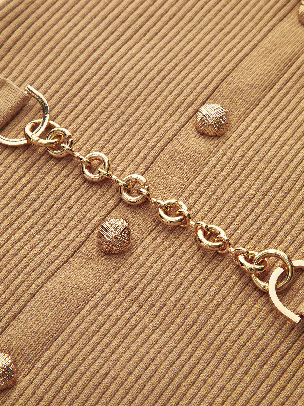 Knit Dress with Buttons and Matching Belt-Chicvia