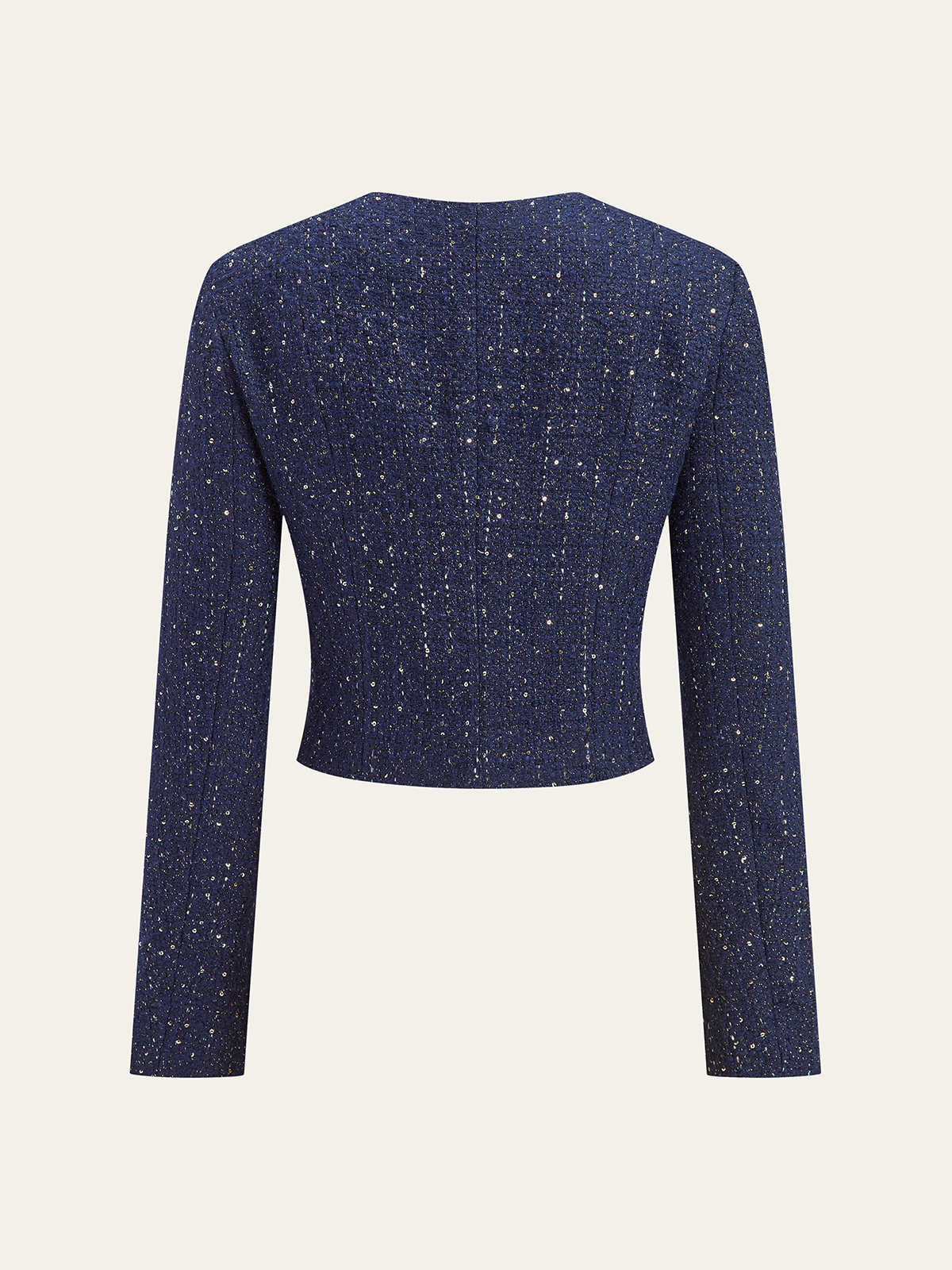 Metal Button Sequin Tweed Blazer-Chicvia