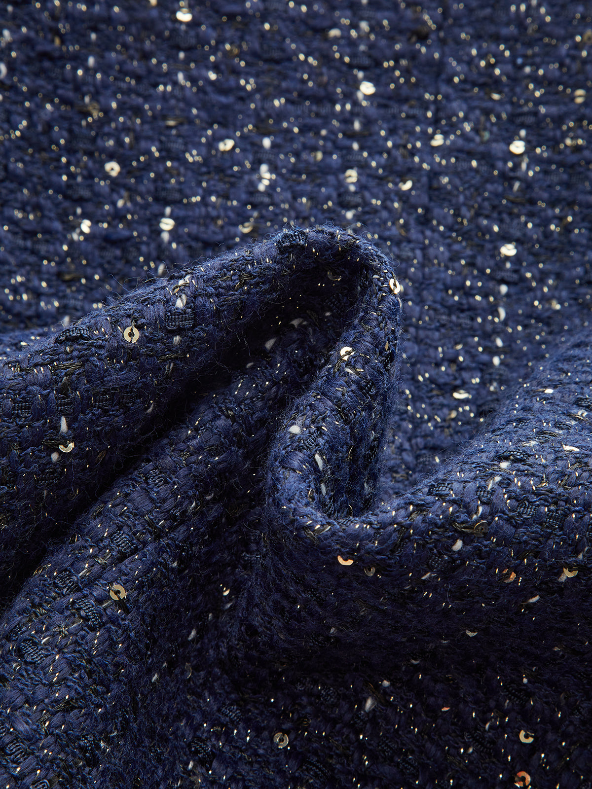 Metal Button Sequin Tweed Blazer-Chicvia