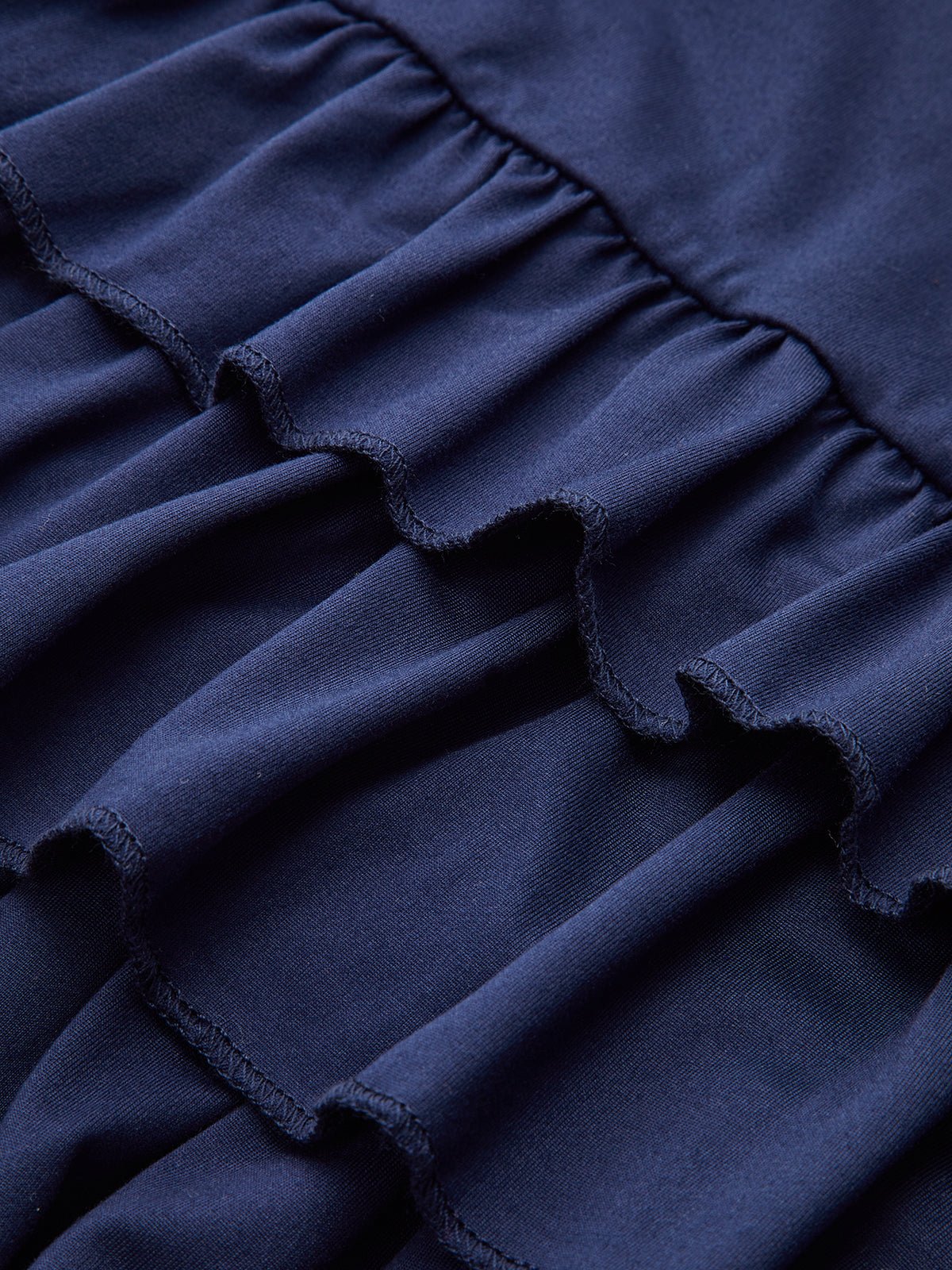 Long Sleeve Ruched Waist Layered Ruffle Dress-Chicvia