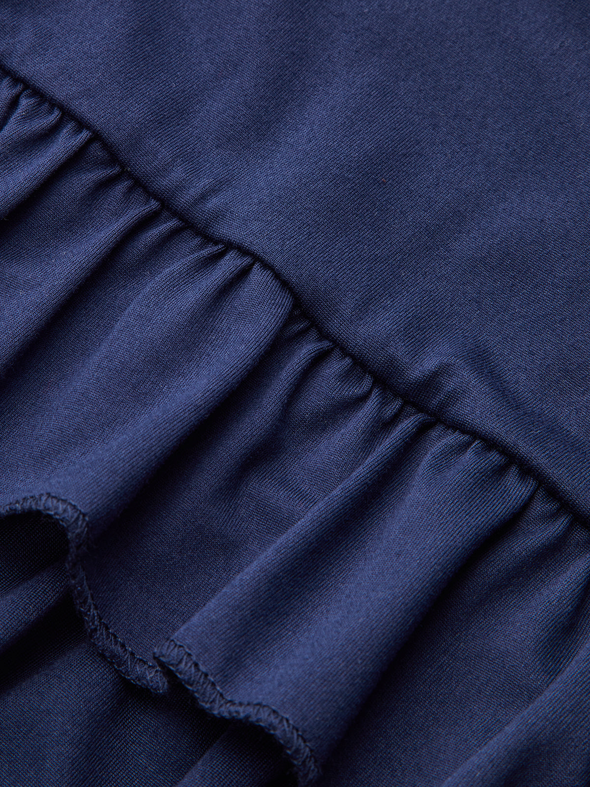 Long Sleeve Ruched Waist Layered Ruffle Dress-Chicvia