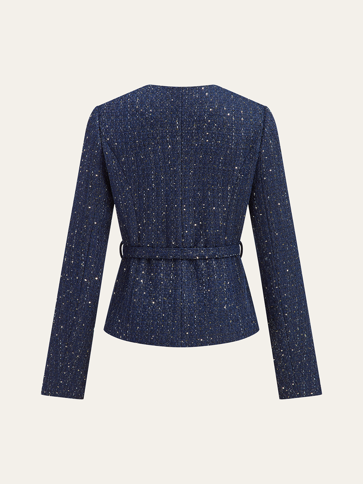 Metallic Button Tweed Jacket-Chicvia