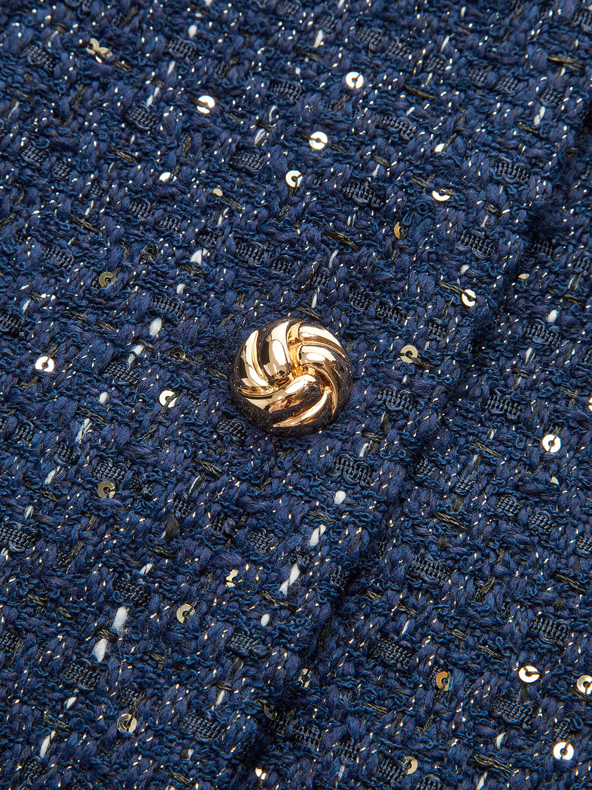 Metallic Button Tweed Jacket-Chicvia