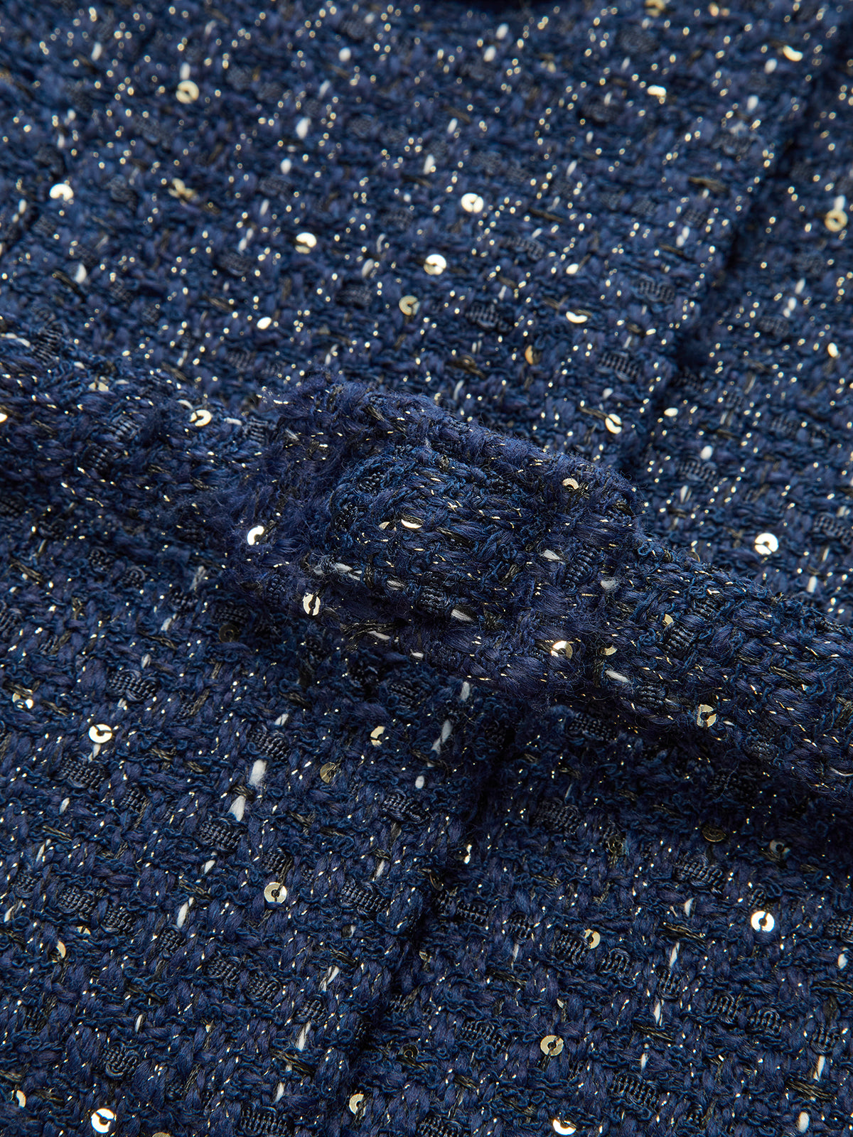 Metallic Button Tweed Jacket-Chicvia