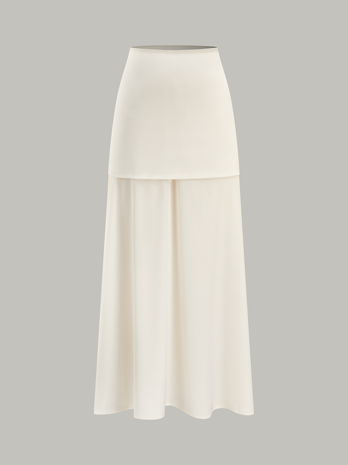 Layered Satin Maxi Skirt-Chicvia