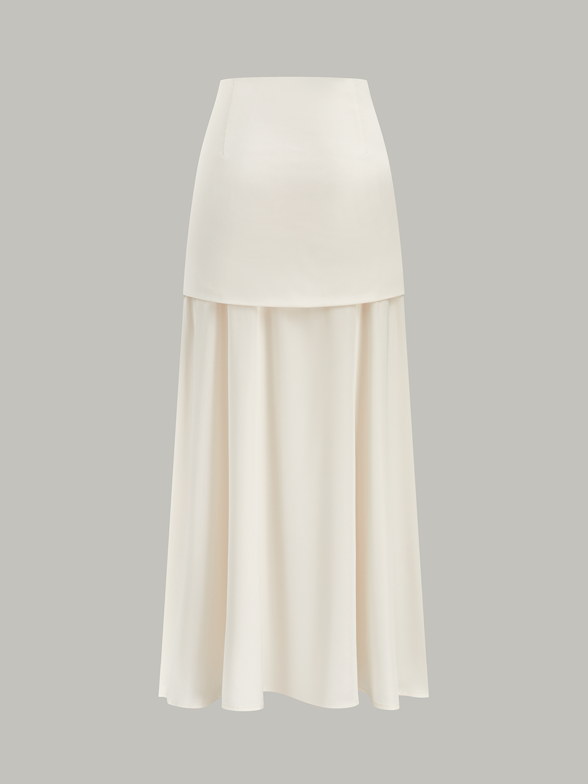 Layered Satin Maxi Skirt-Chicvia