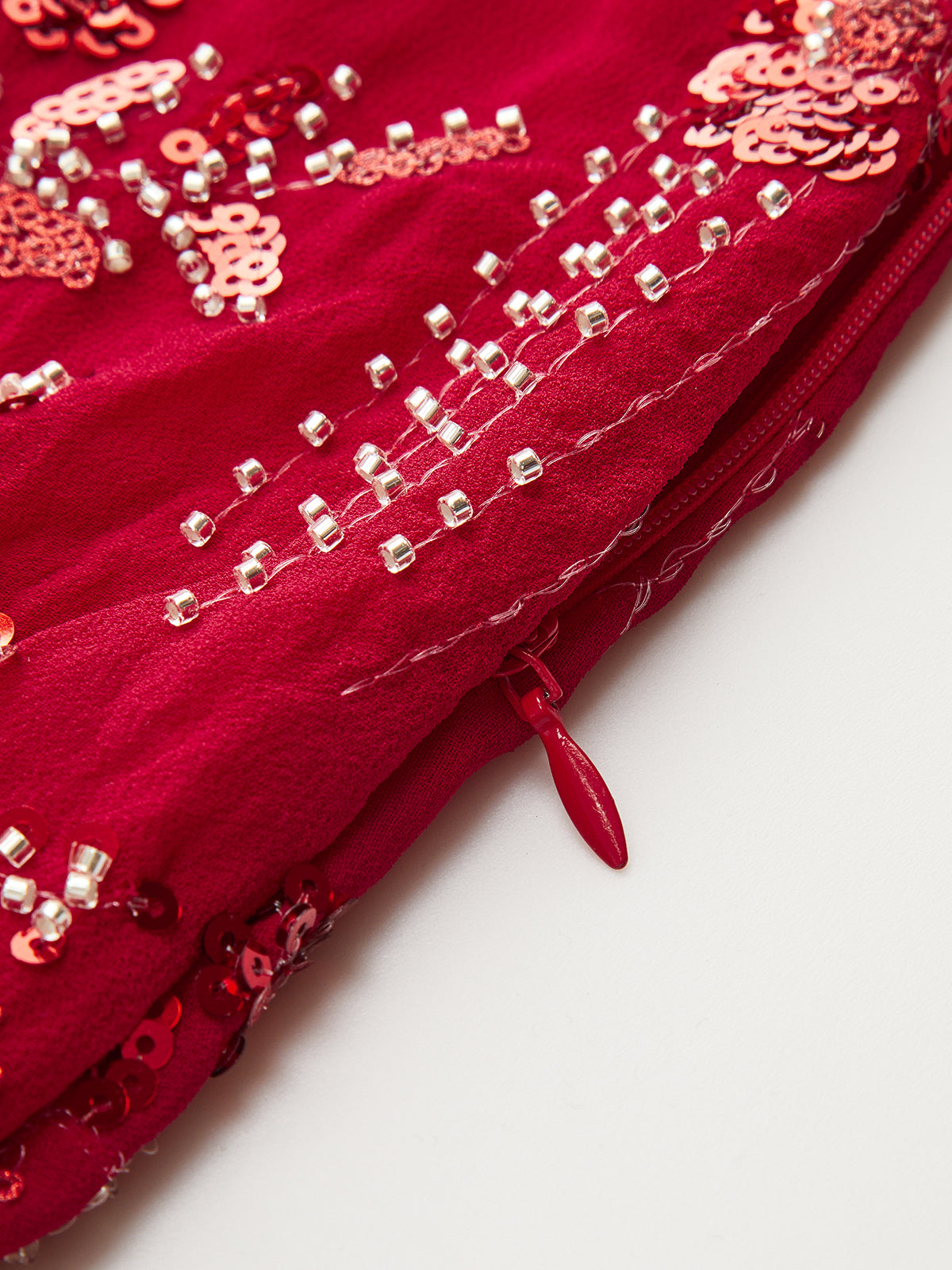 Halter Neck Sequin Embroidered Backless Maxi Dress-Chicvia