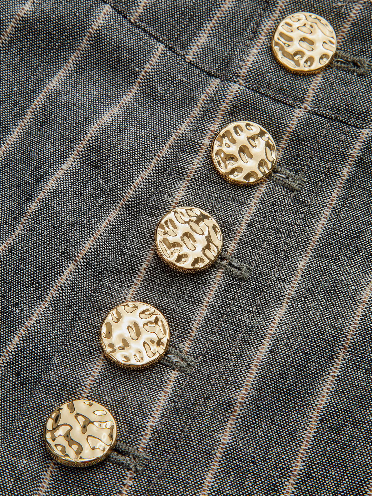 Pinstripe Linen & Cotton High-Waist Pants-Chicvia