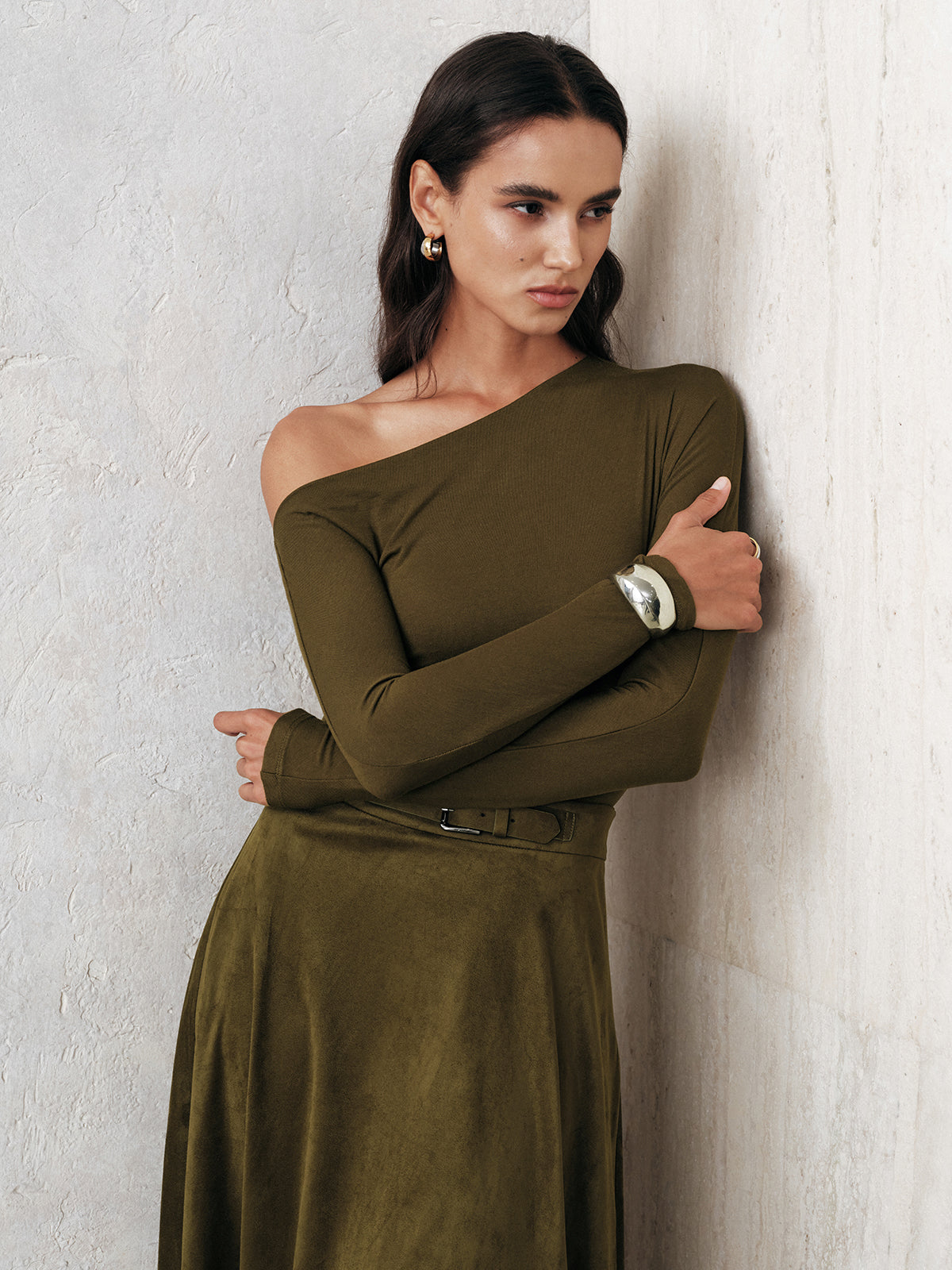 One-Shoulder Long Sleeve Blouse-Chicvia