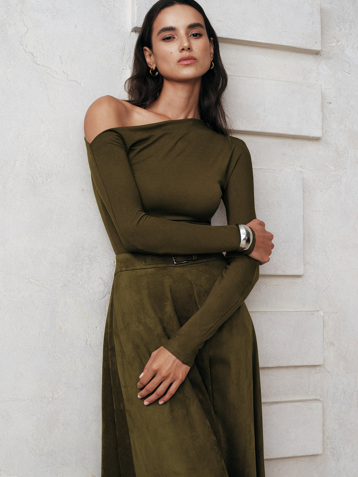 One-Shoulder Long Sleeve Blouse-Chicvia