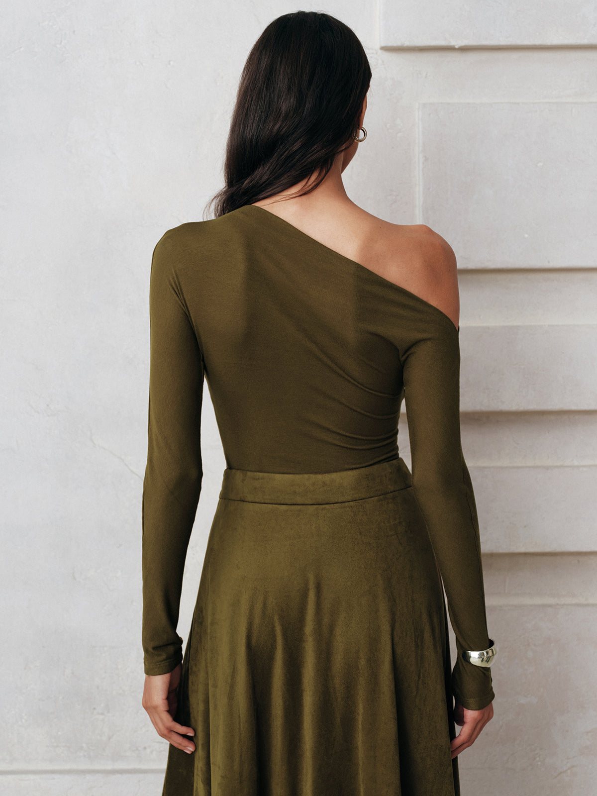 One-Shoulder Long Sleeve Blouse-Chicvia