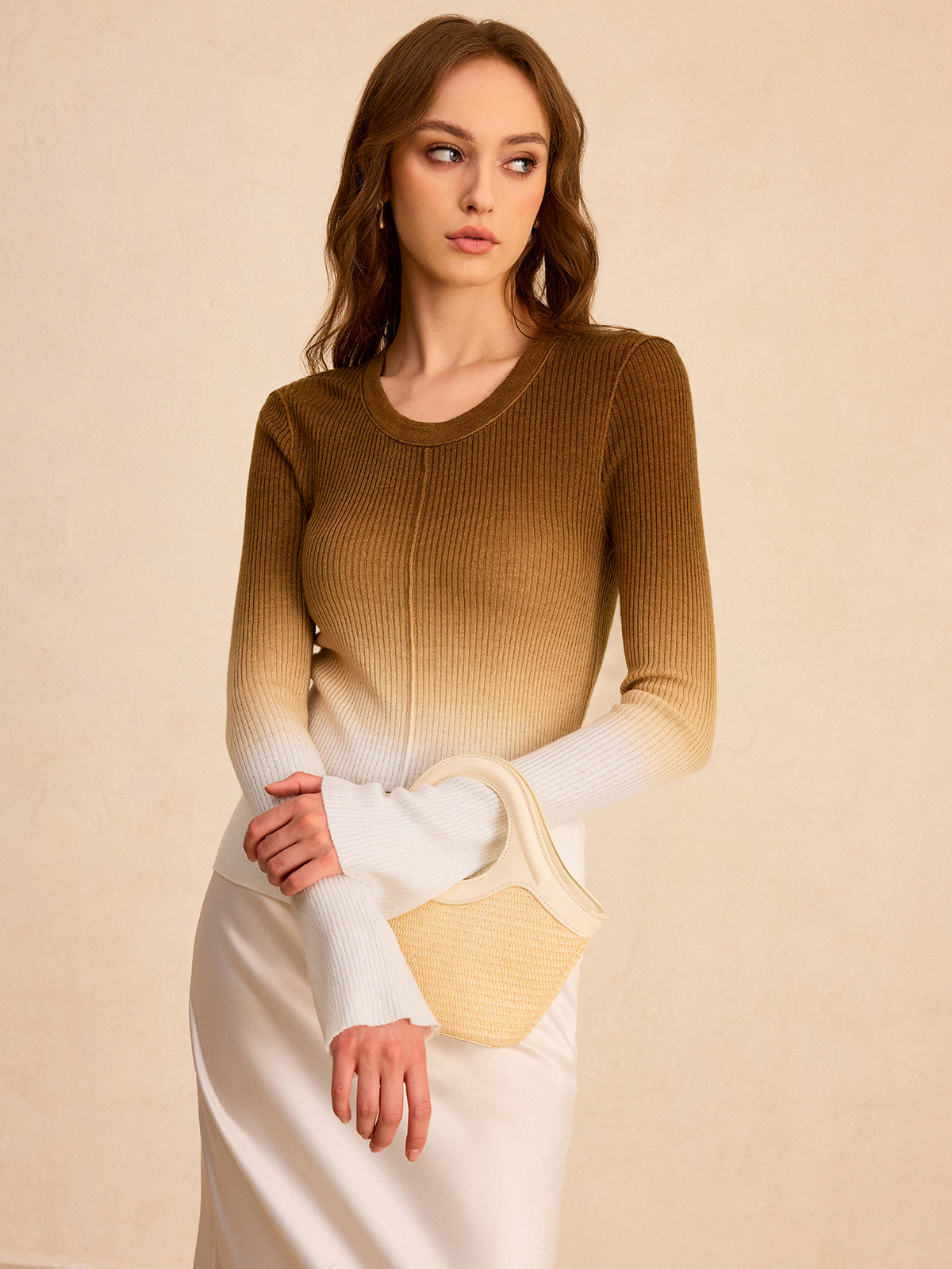 Ombre Slim Knit Top-Chicvia