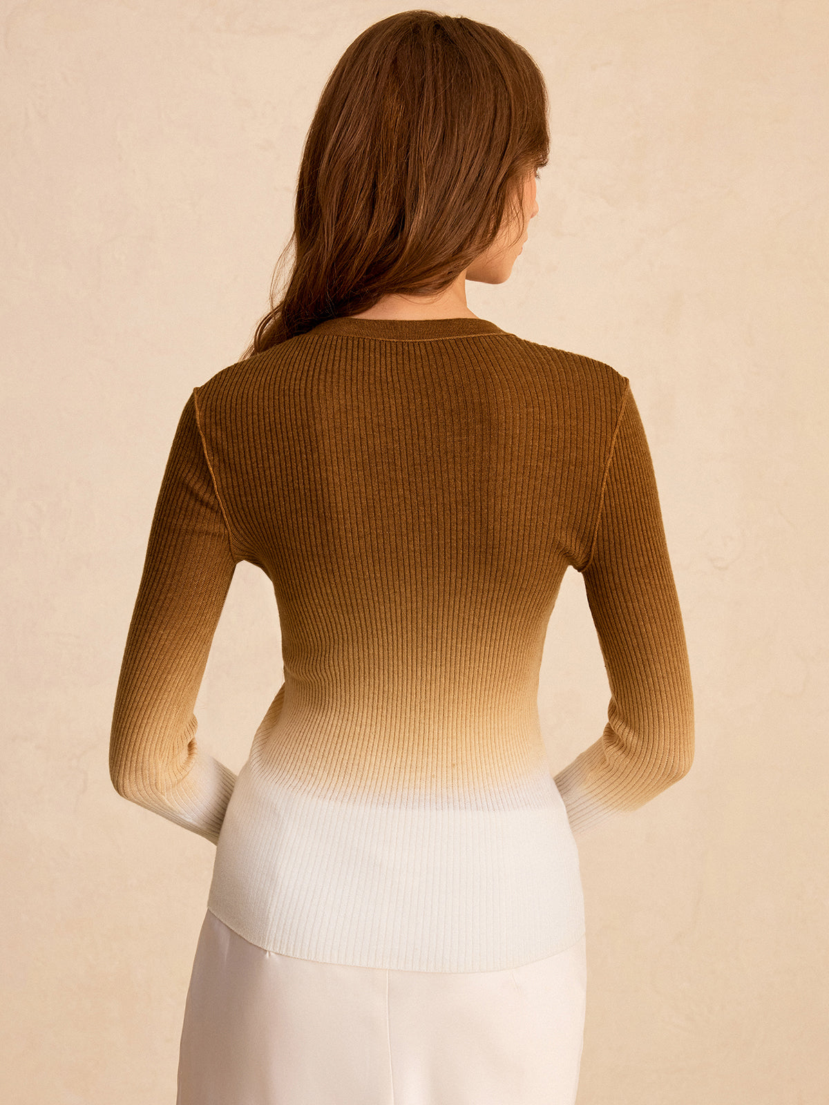 Ombre Slim Knit Top-Chicvia