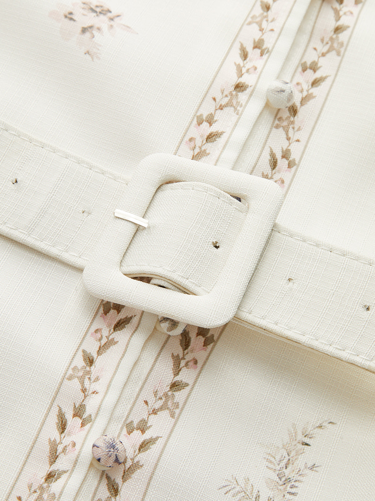 Floral Print Stand Collar Belted Midi Dress-Chicvia