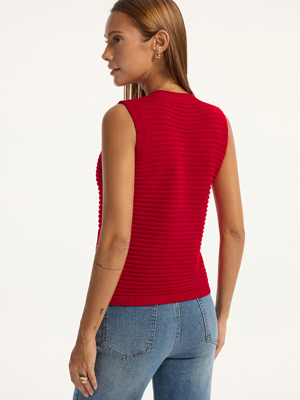 Metal Button Pocket Sweater Vest-Chicvia