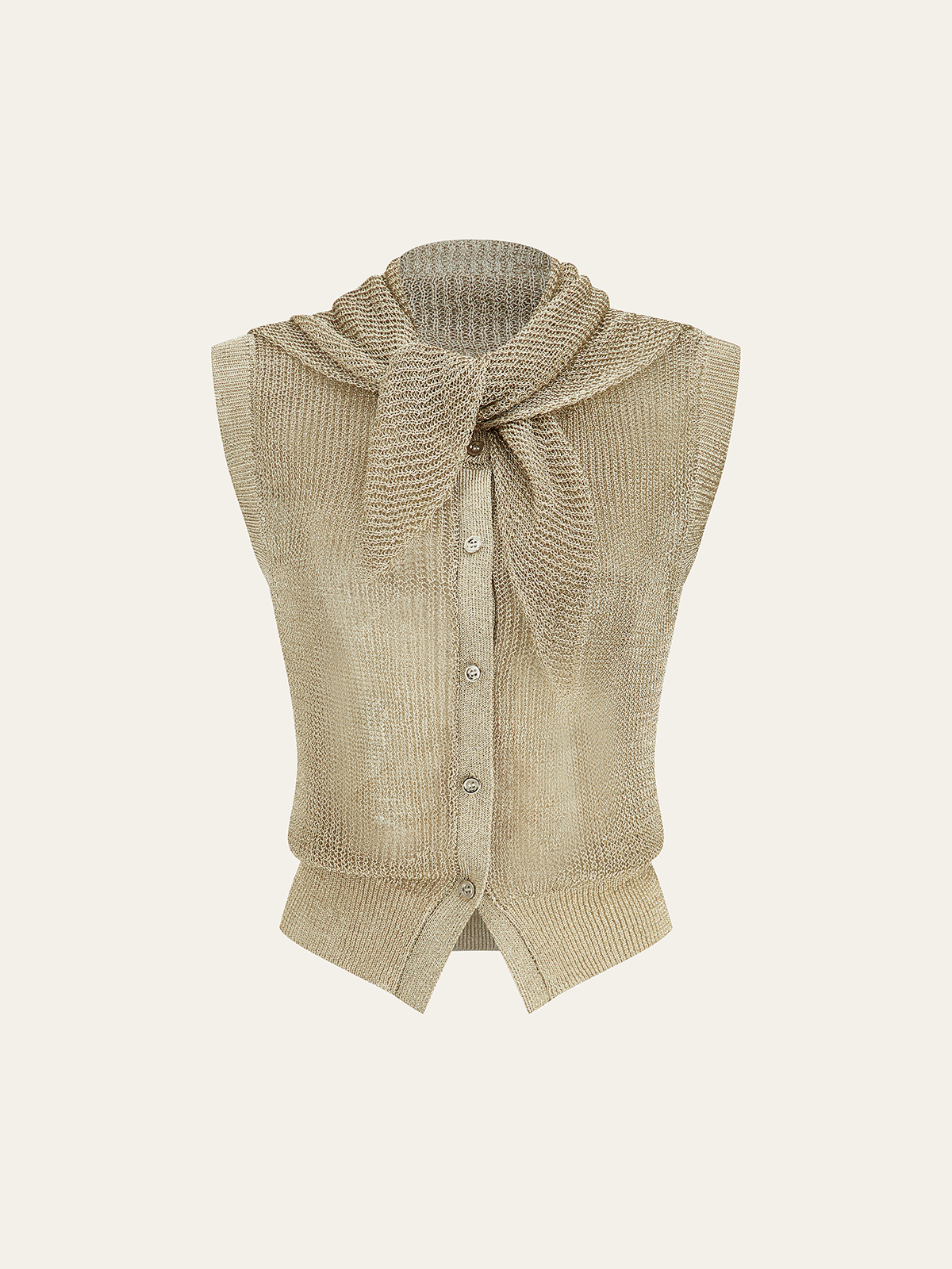 Knit Sleeveless Vest with Scarf-Chicvia