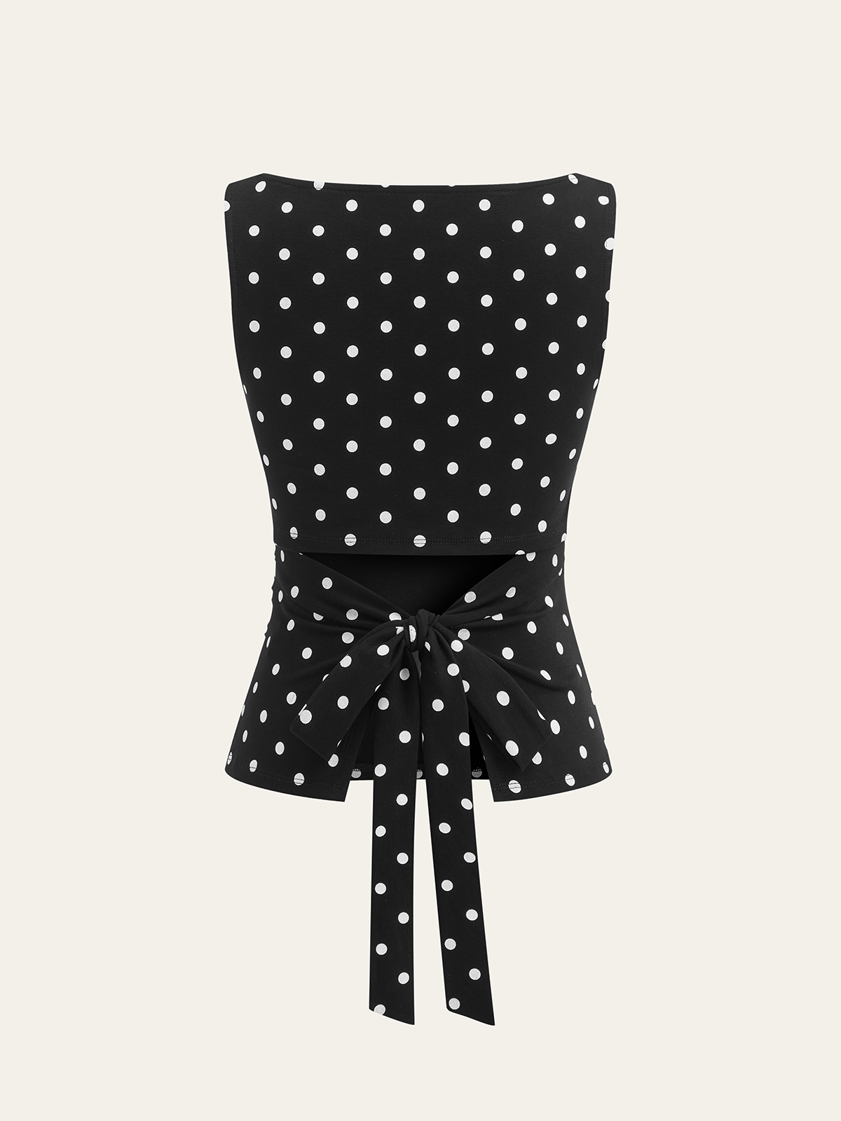 Polka Dot Cotton Blend Sleeveless Top-Chicvia