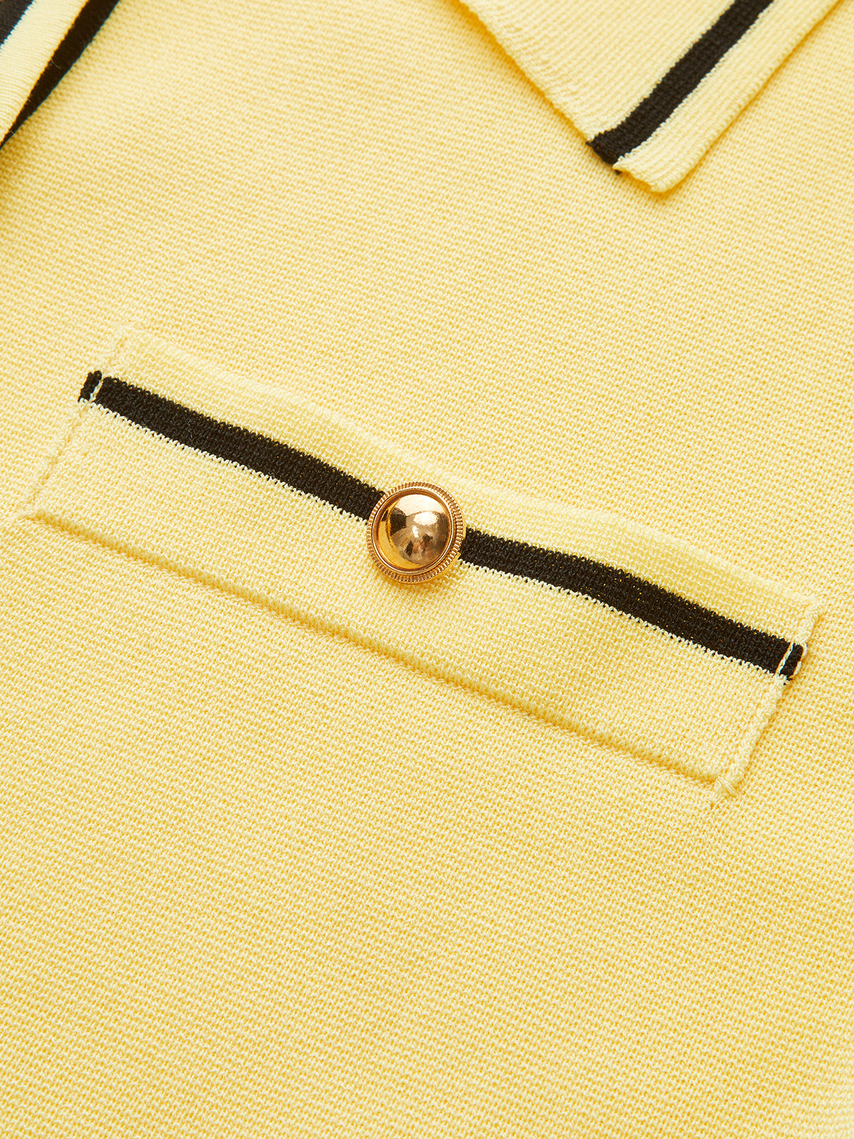 Contrast Trim Collared Knit Cardigan-Chicvia