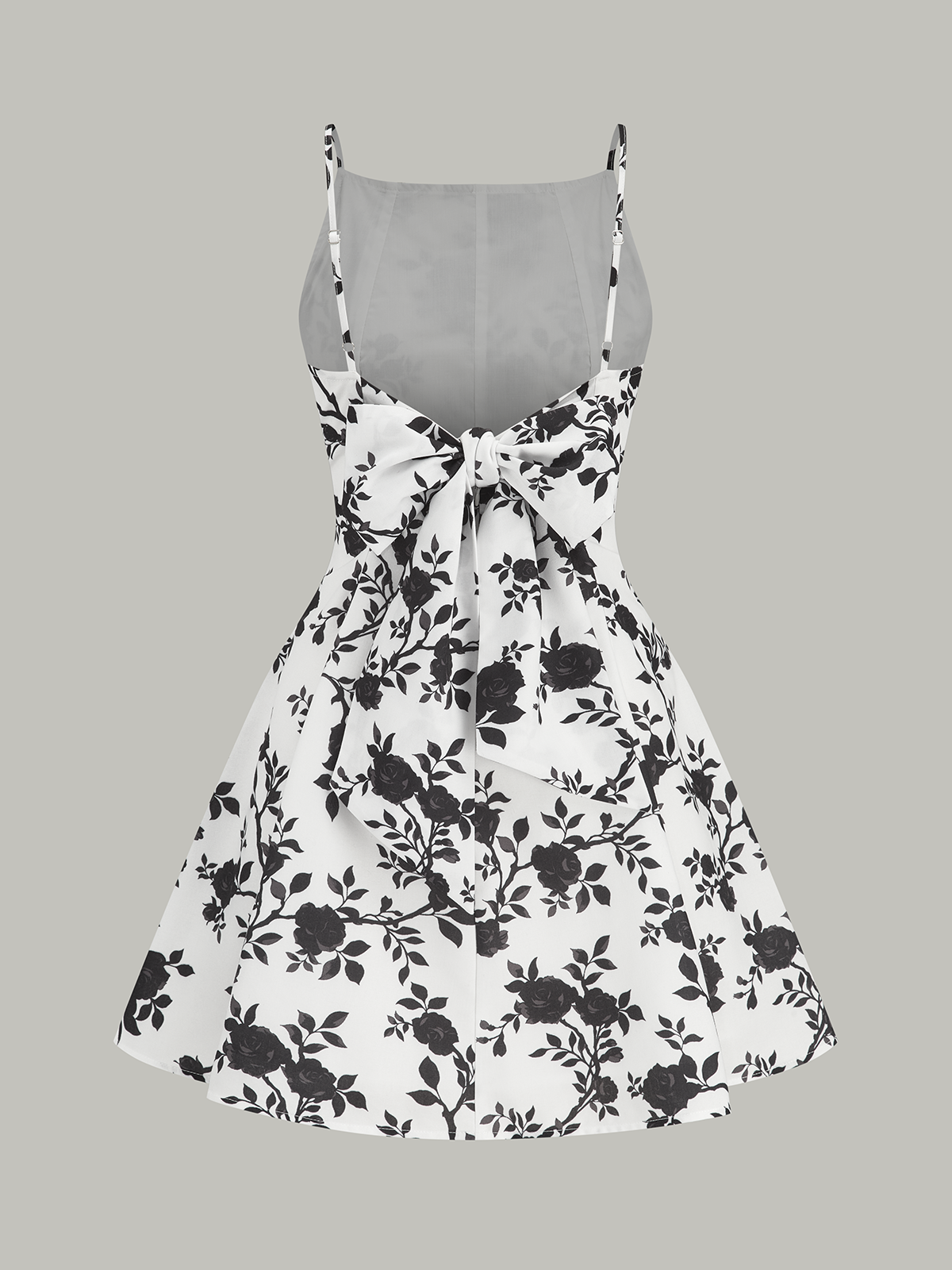 Floral Print Backless Flare Dress-Chicvia
