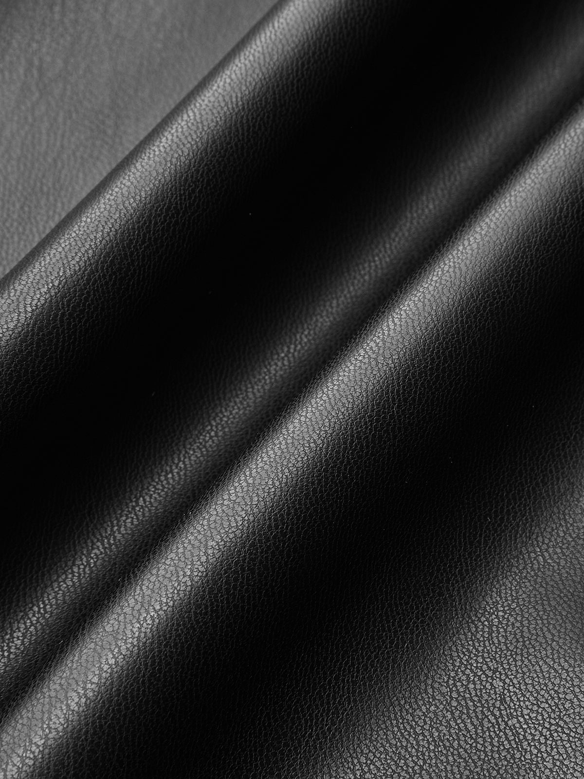 Metal Button Puffed Sleeve PU Leather Jacket-Chicvia