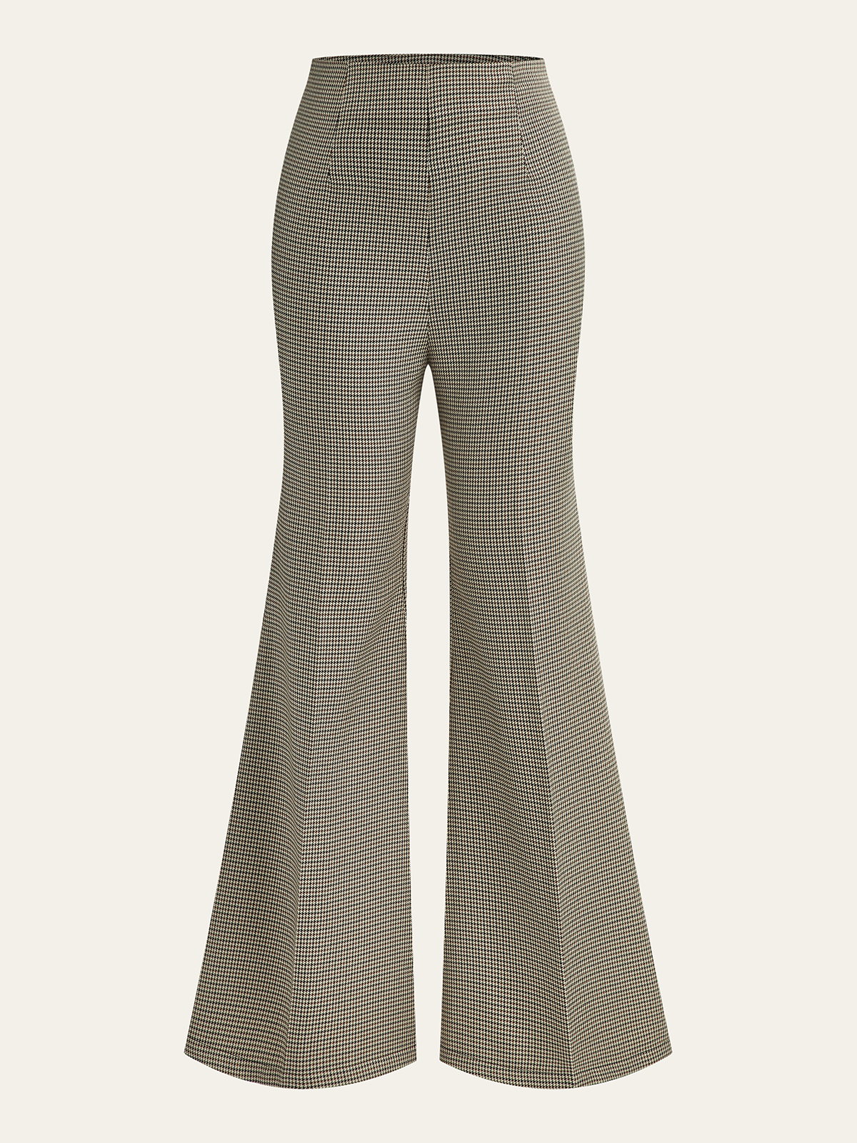 High-Waisted Houndstooth Flare Pants-Chicvia