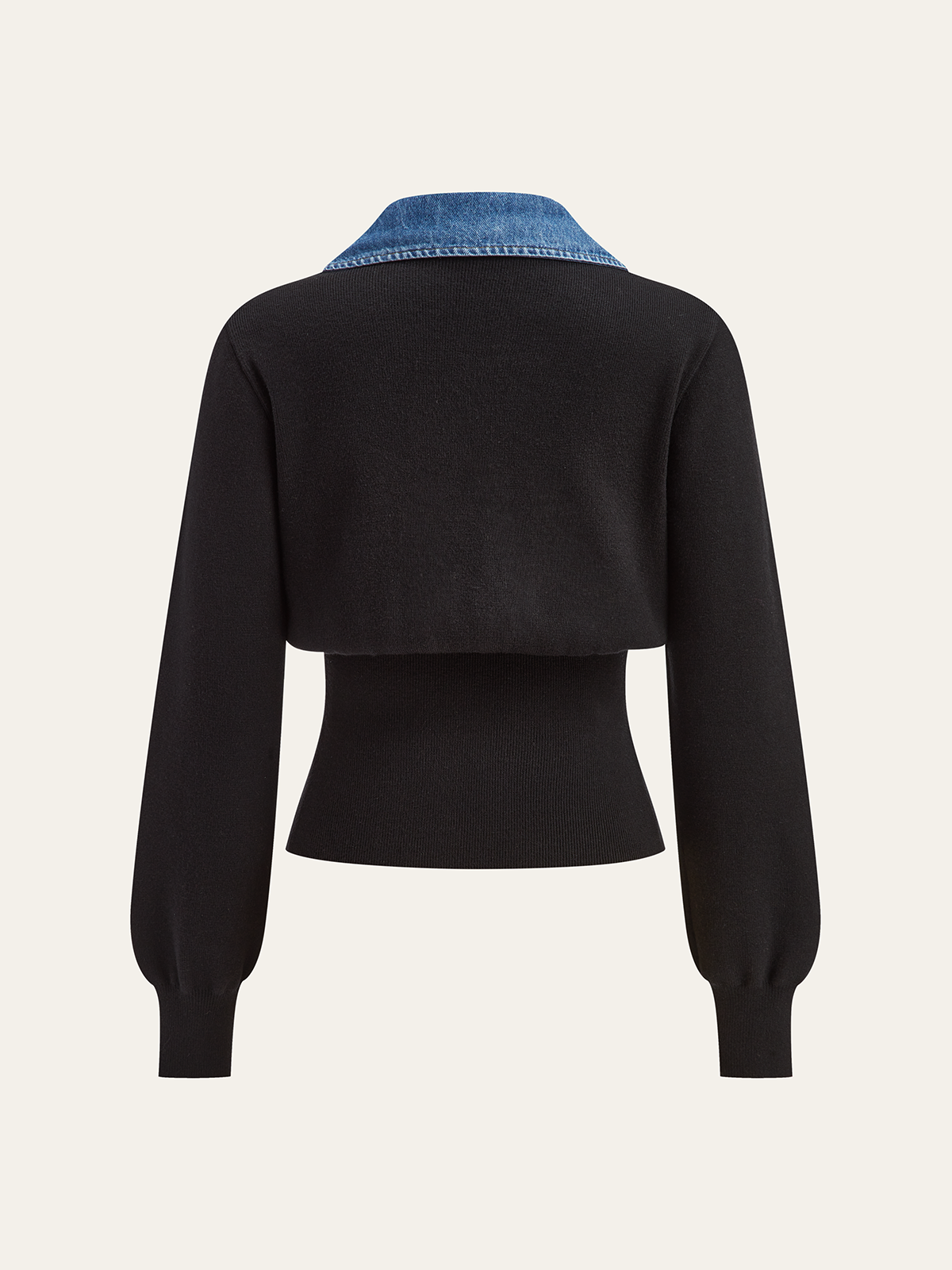 Denim Trim Metal Button Cardigan-Chicvia