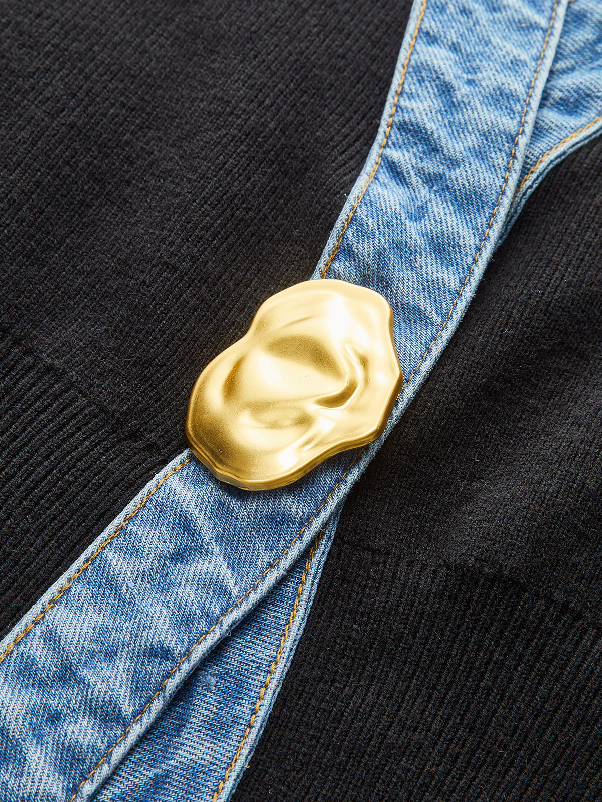 Denim Trim Metal Button Cardigan-Chicvia