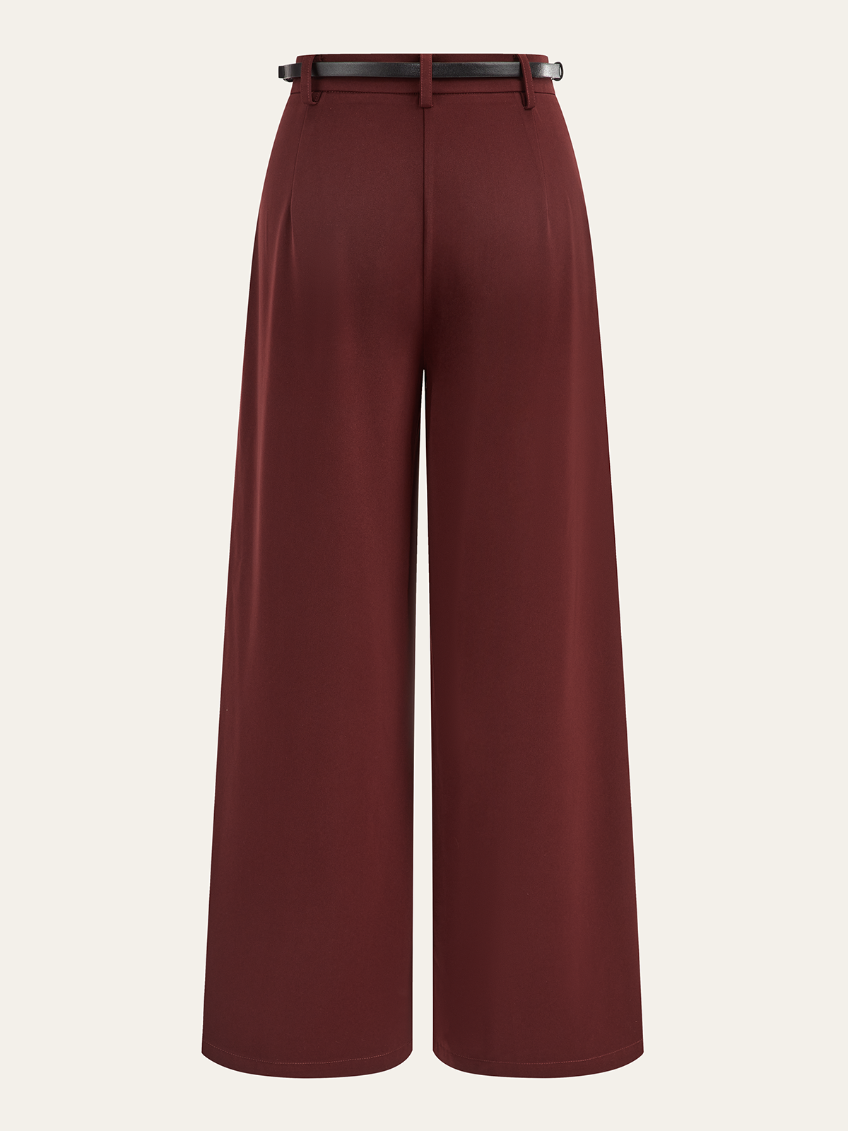 Belted Pleated Wide-Leg Pants-Chicvia