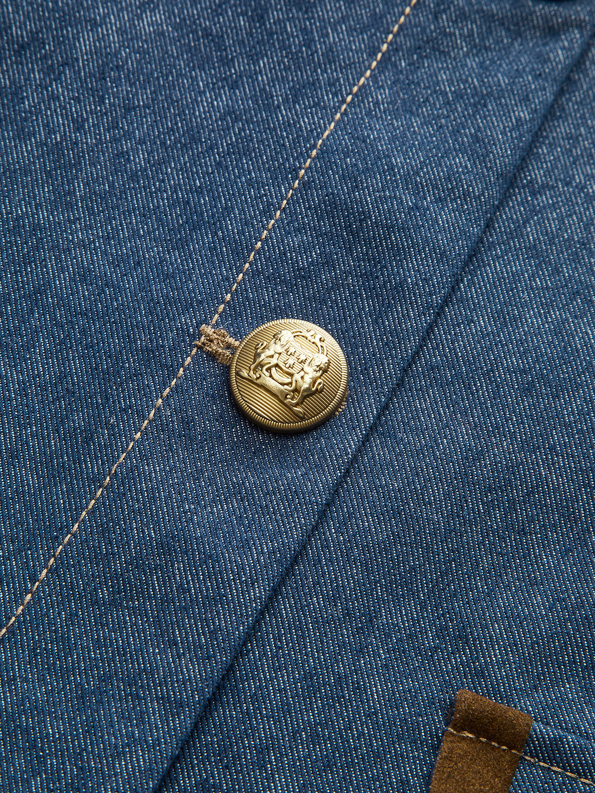 Metal Button Suede Collar Denim Jacket-Chicvia