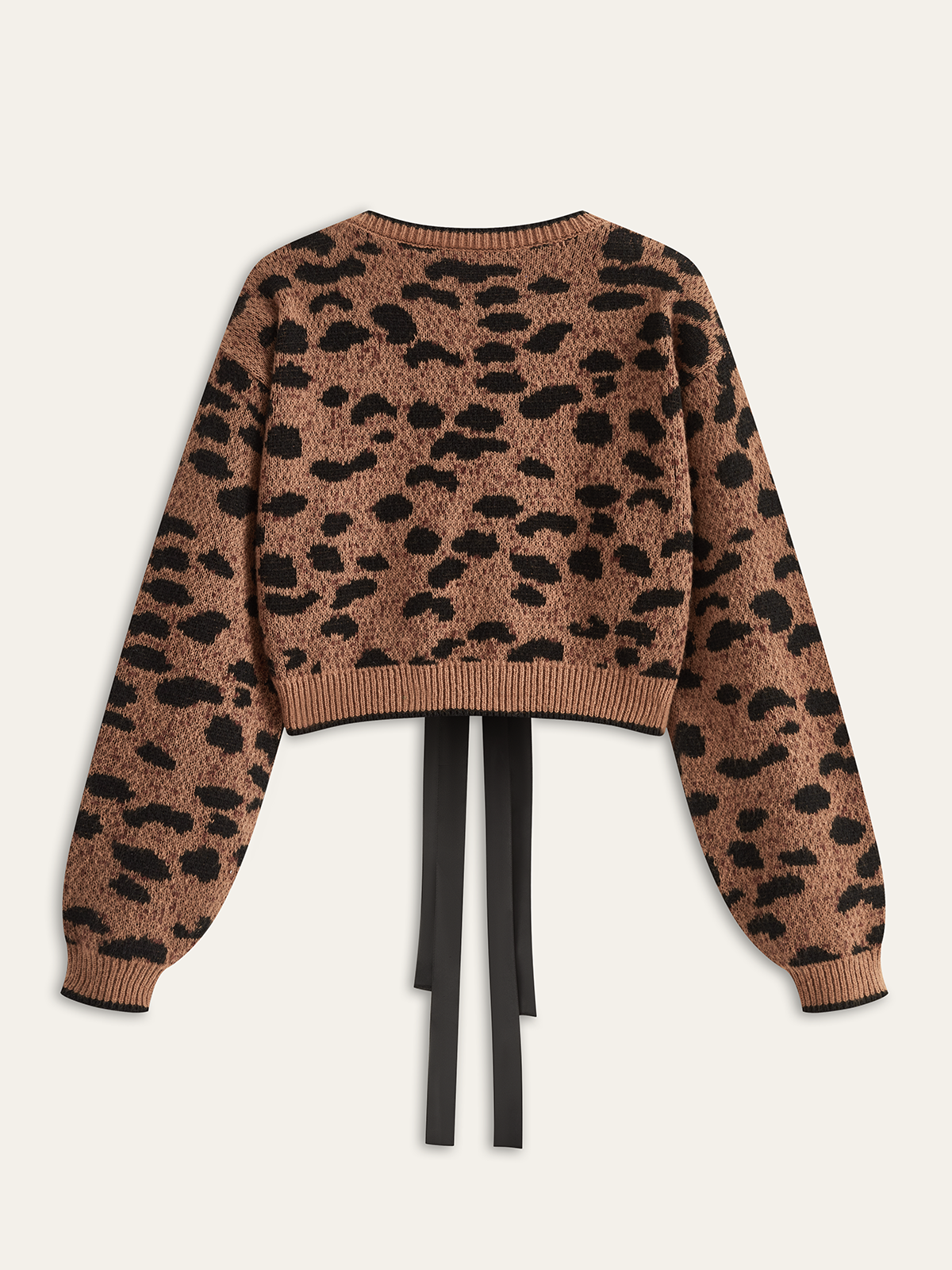 Leopard Print Bow Tie Cardigan-Chicvia