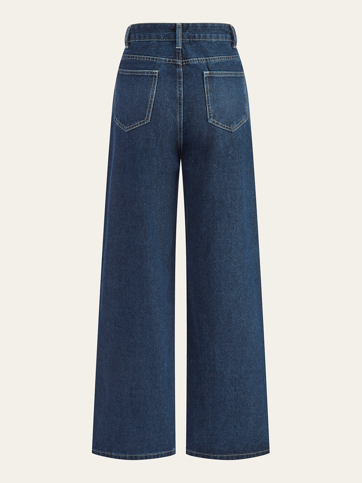 Mid-Waisted Wide-Leg Denim Pants-Chicvia
