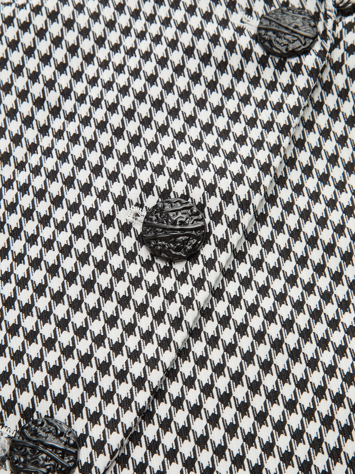 Houndstooth Belted Collar Vest-Chicvia